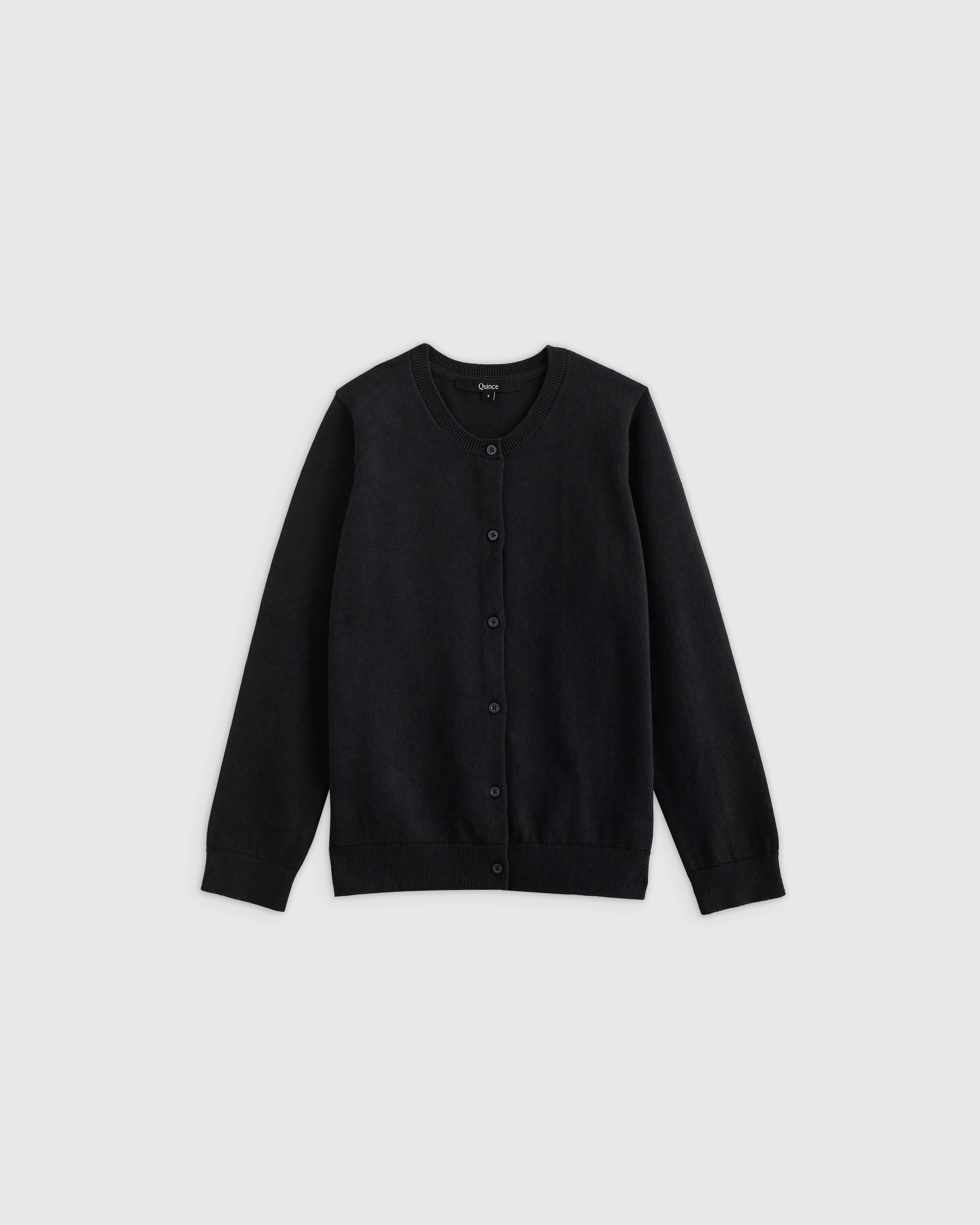 Black 100% Organic Cotton Crewneck Cardigan 