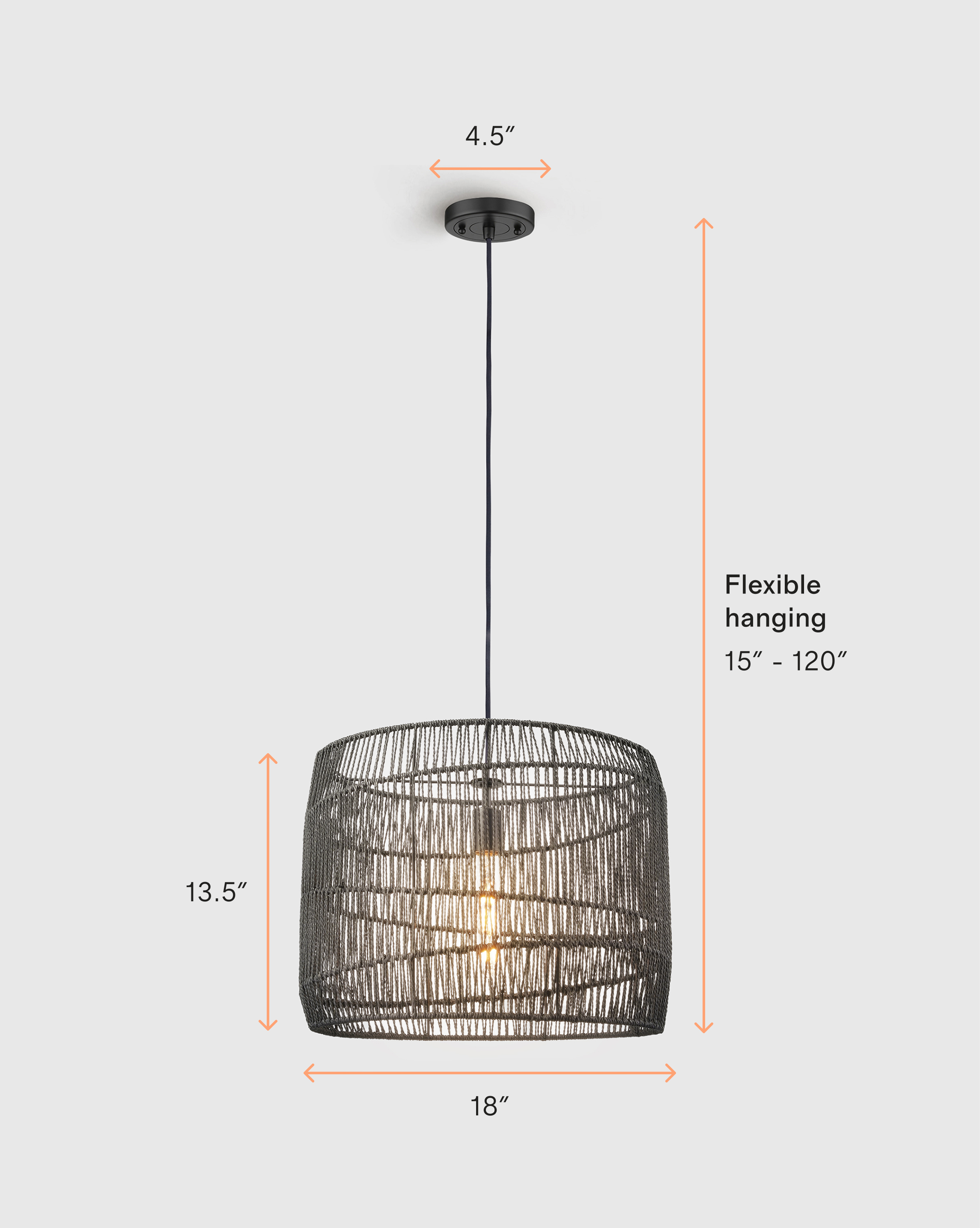 Woven Rope Drum Pendant Light - thumbnail 8