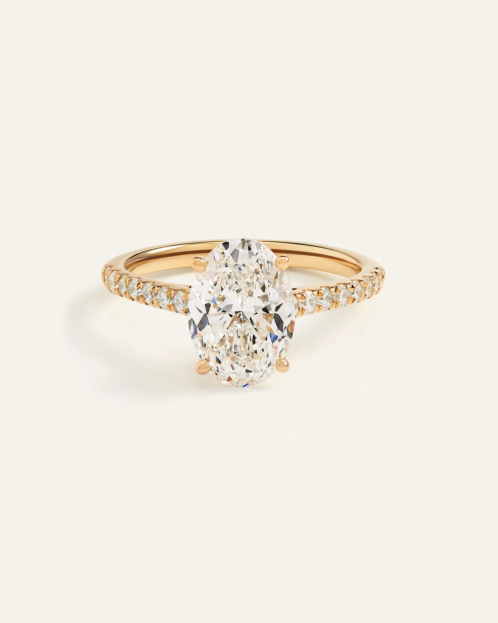 Lab Grown Diamond Oval Pave Trellis Cathedral Engagement Ring - 2.5ct