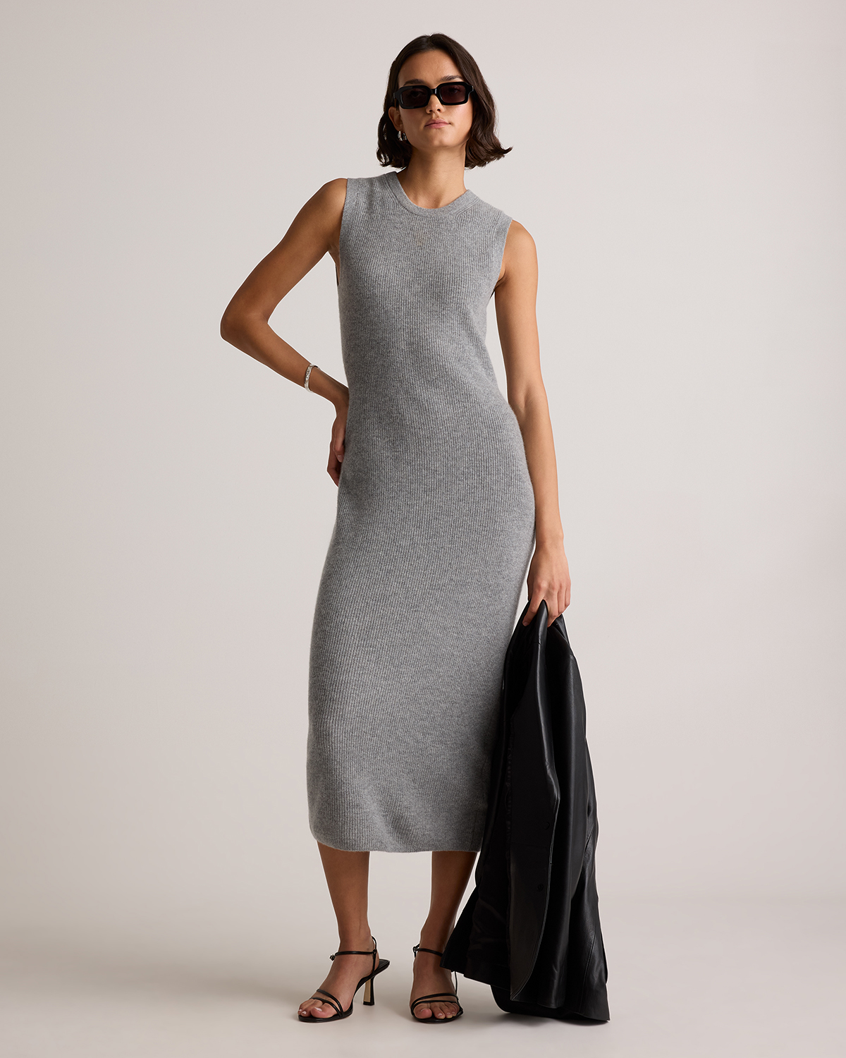 ワンピース CASHMERE WOOL DRESS Wool Cashmere Jumper Dress | Charcoal Melange | TOAST