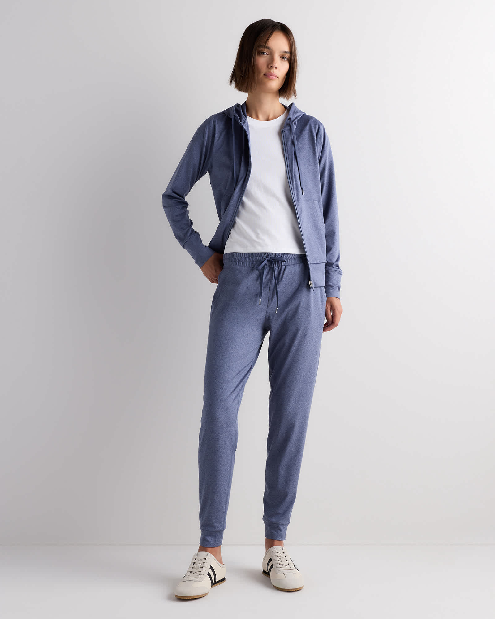 Heather Storm Blue Flowknit Full-Zip Hoodie