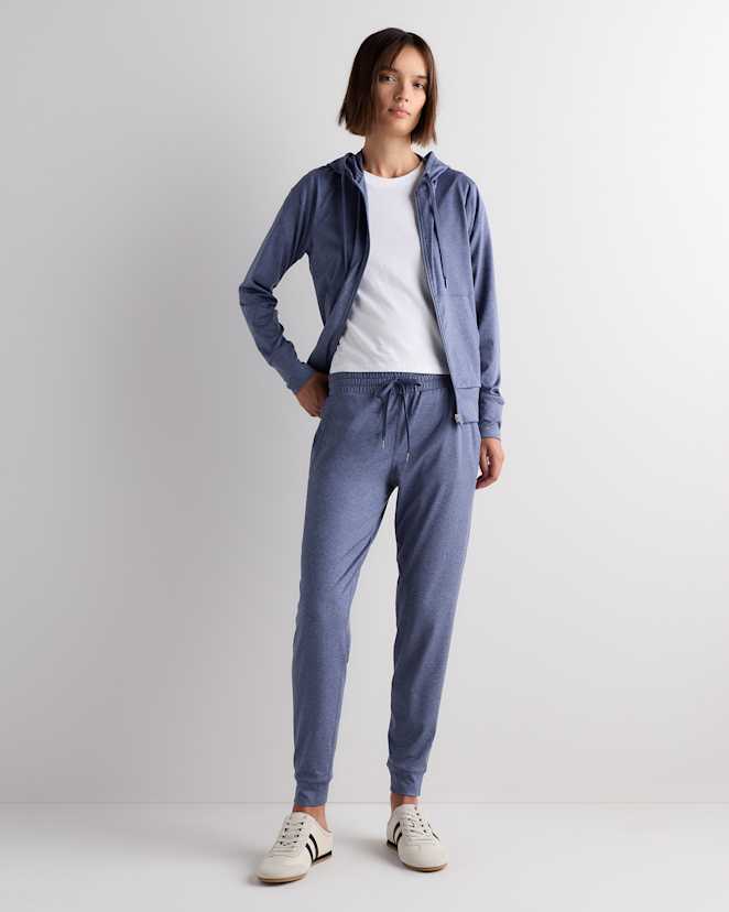 Heather Storm Blue Flowknit Full-Zip Hoodie
