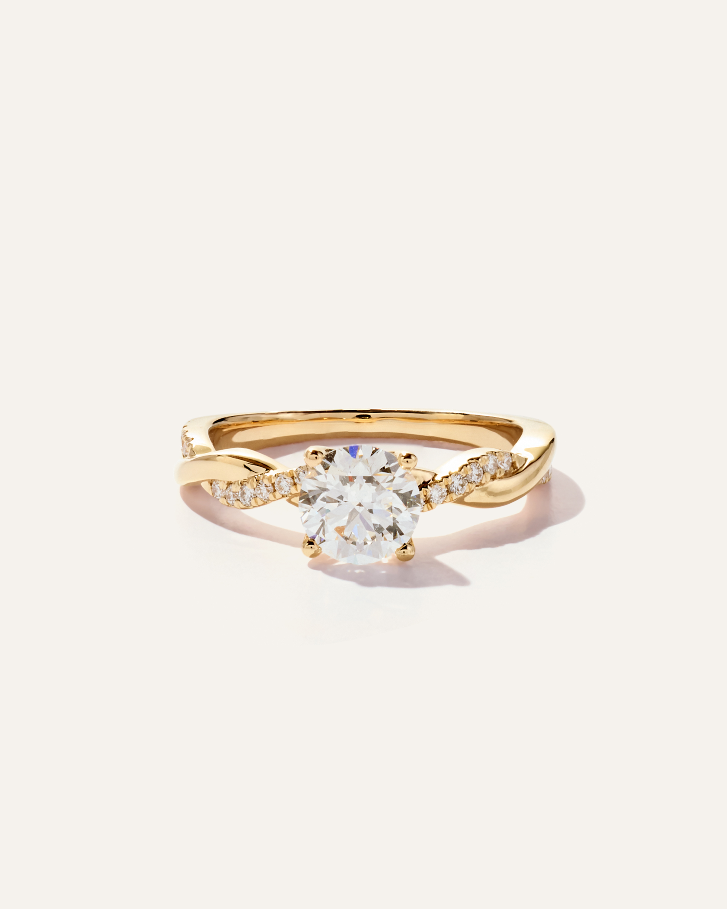 Yellow Gold Bague de fiançailles torsadée à diamants de laboratoire ronds - 1 carat