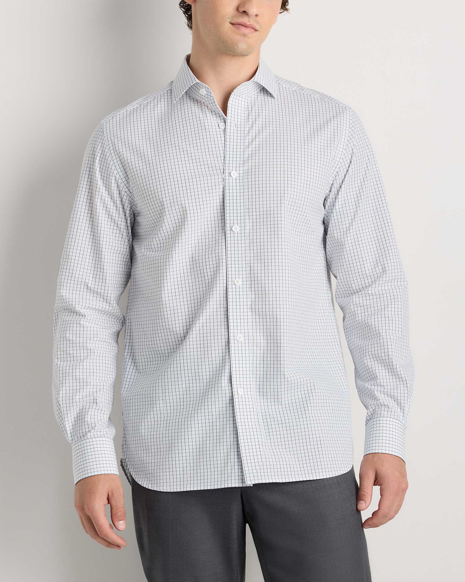 Men's Stretch Poplin Dress Shirt in Navy Gingham, Size Large, Organic Cotton by Quince Men's Stretch Poplin Dress Shirt in Navy Gingham, Size Large, Organic Cotton by Quince