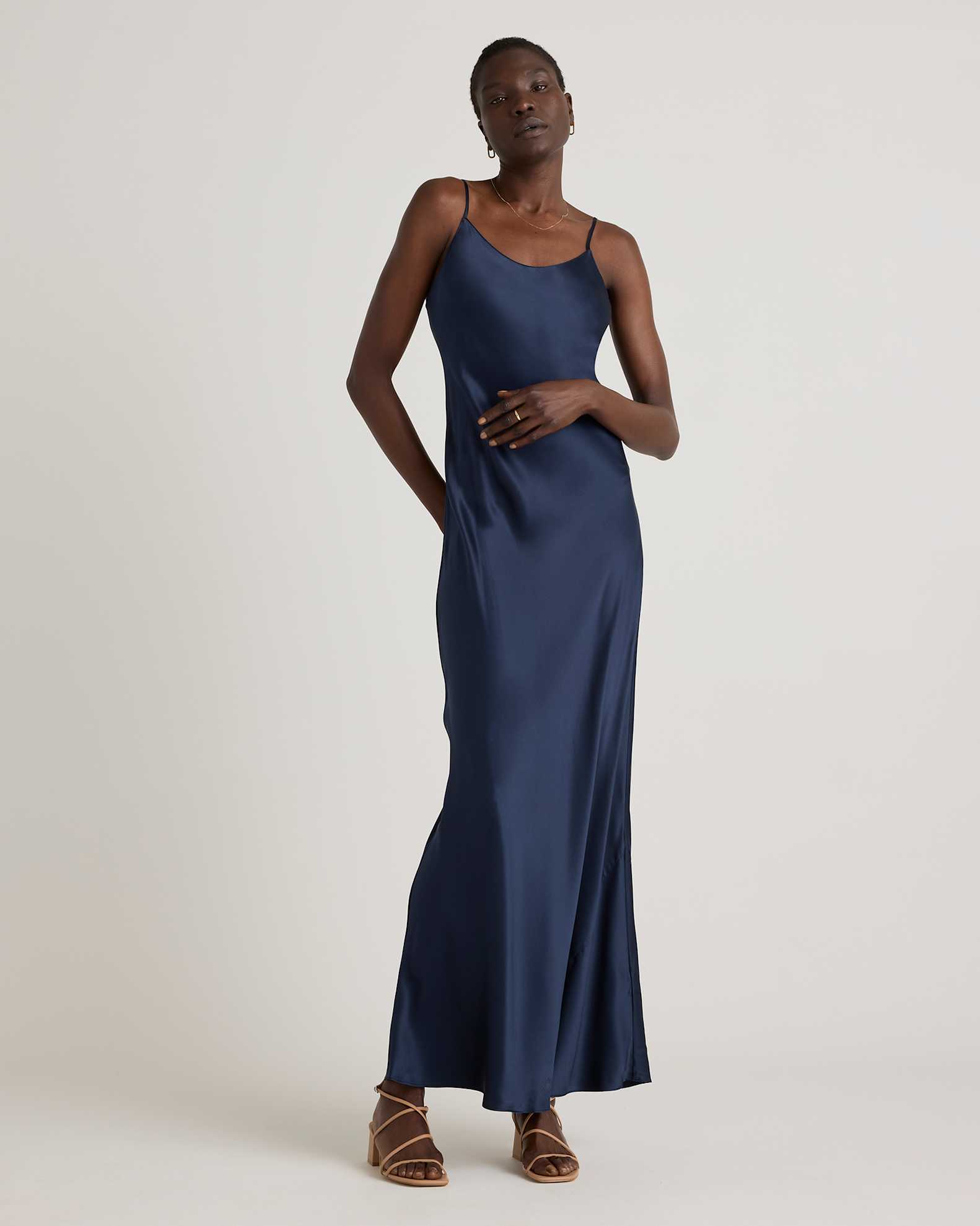 Quince Women's Maxi Slip Dress in Navy, Medium Size - 100% Washable Mulberry Silk, Lightweight & Breathable for All-Day Comfort Quince Women's Maxi Slip Dress in Navy, Medium Size - 100% Washable Mulberry Silk, Lightweight & Breathable for All-Day Comfort