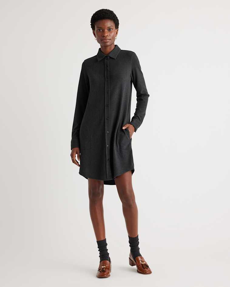 quince t shirt dress 100% Organic Cotton Drop Waist Shirt Dress in Tribeca Stripe