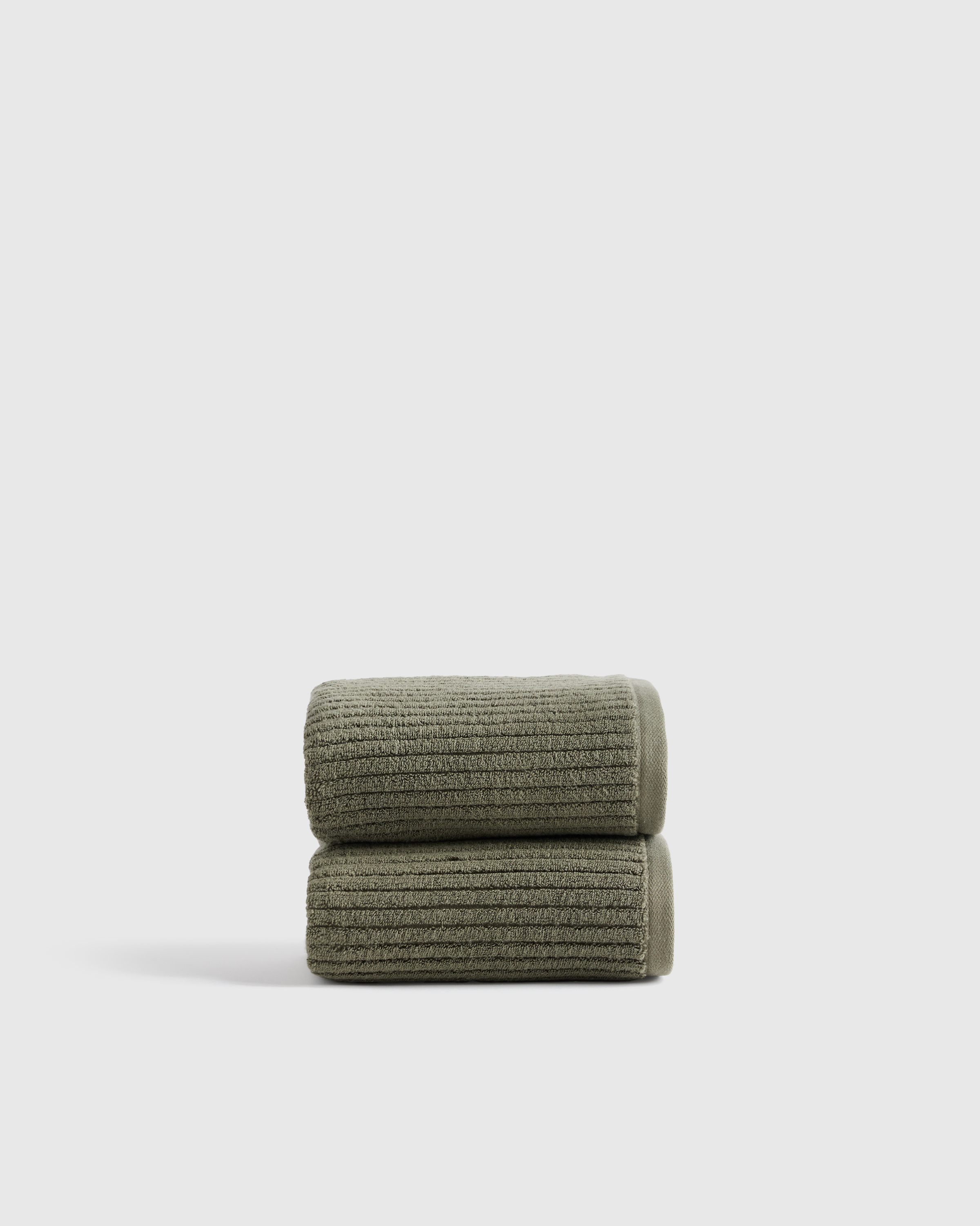 Dusty Olive Ribbed Organic Turkish Cotton Hand Towel (Set of 2)