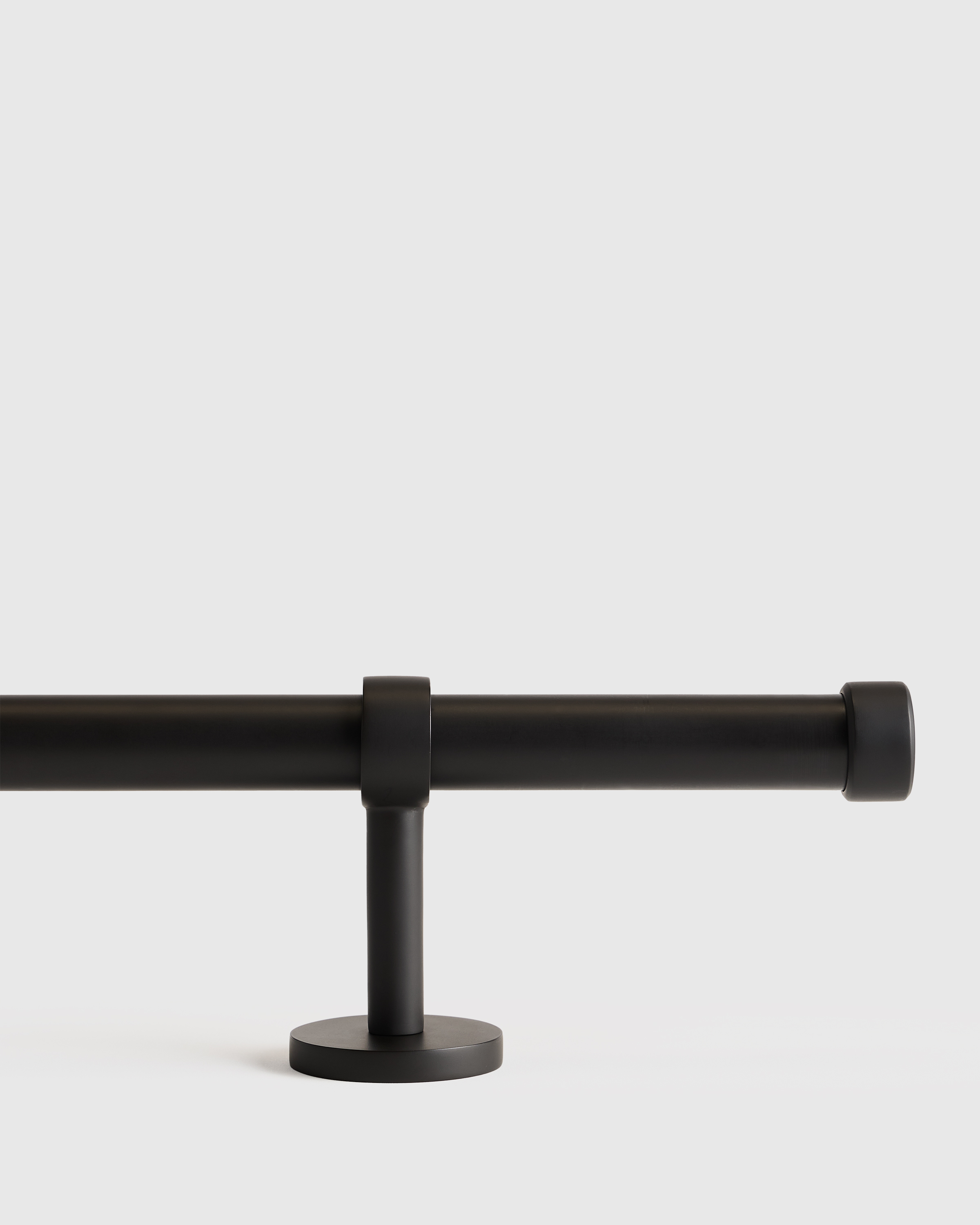 Matte Black Solid Brass Curtain Rod Set with End Cap Finial