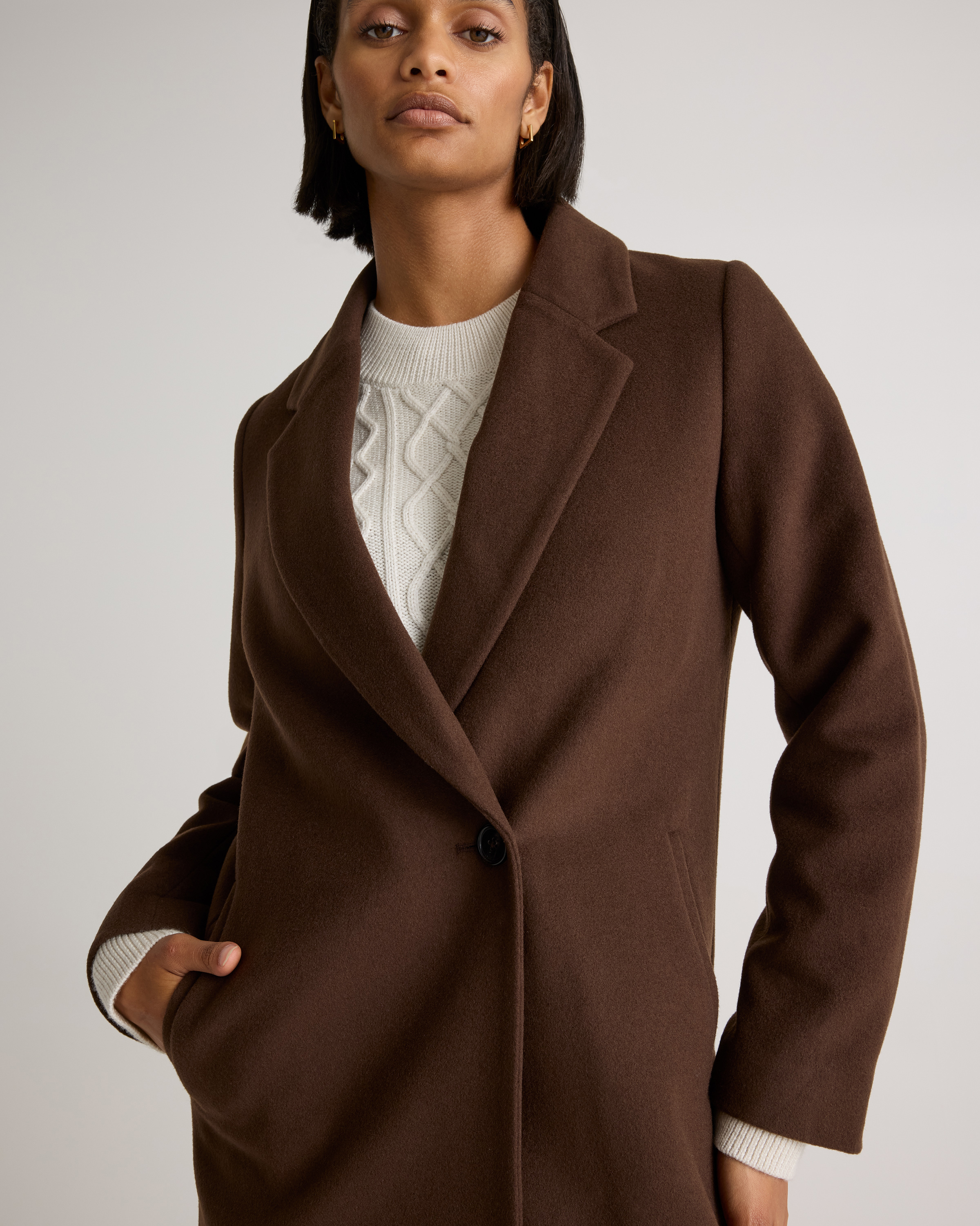 The Softmachine ALDO COAT ダークブラウン Italian Wool Classic Single-Breasted Coat in Dark Chocolate