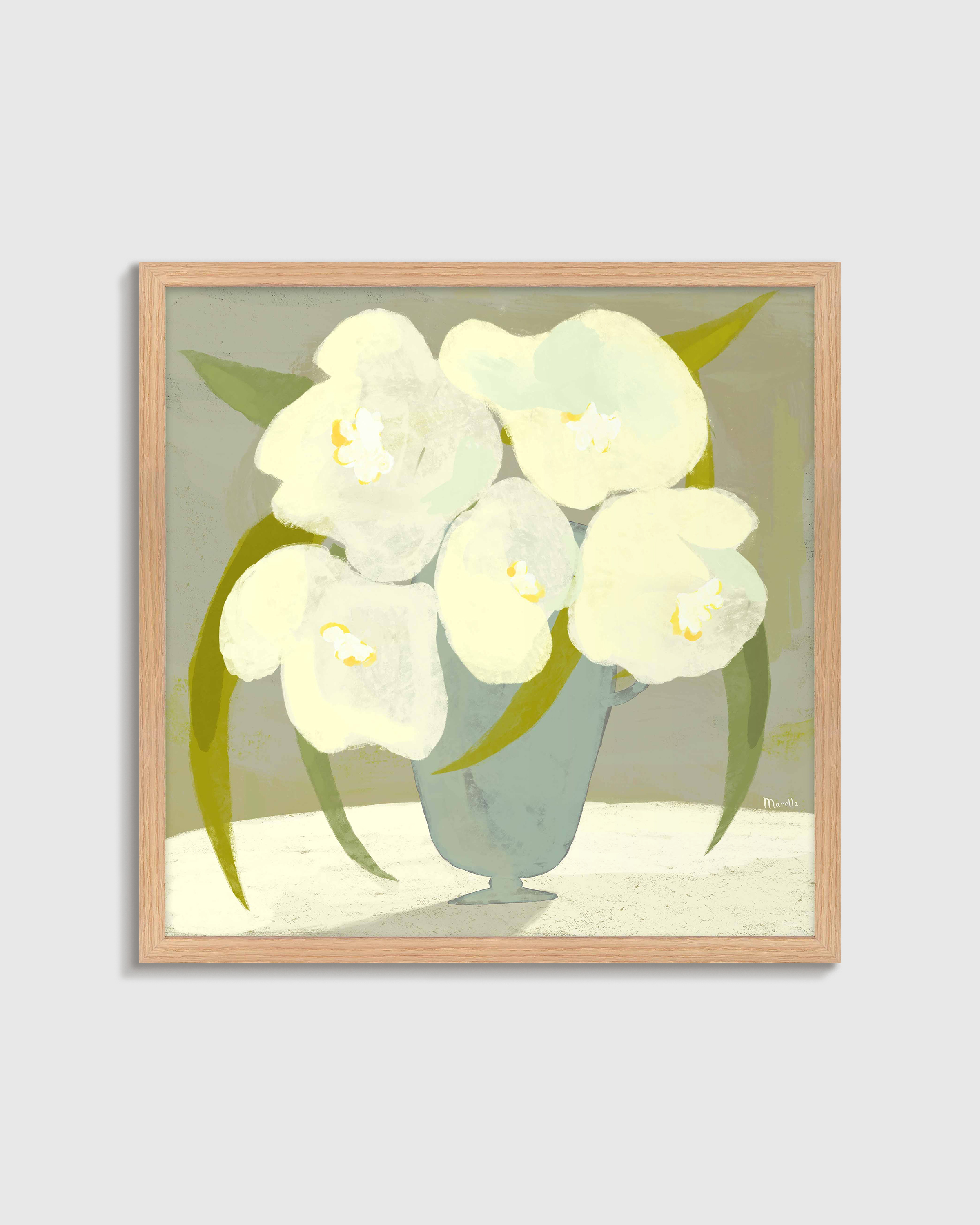 Oak Vase with White Flowers by Marco Marella