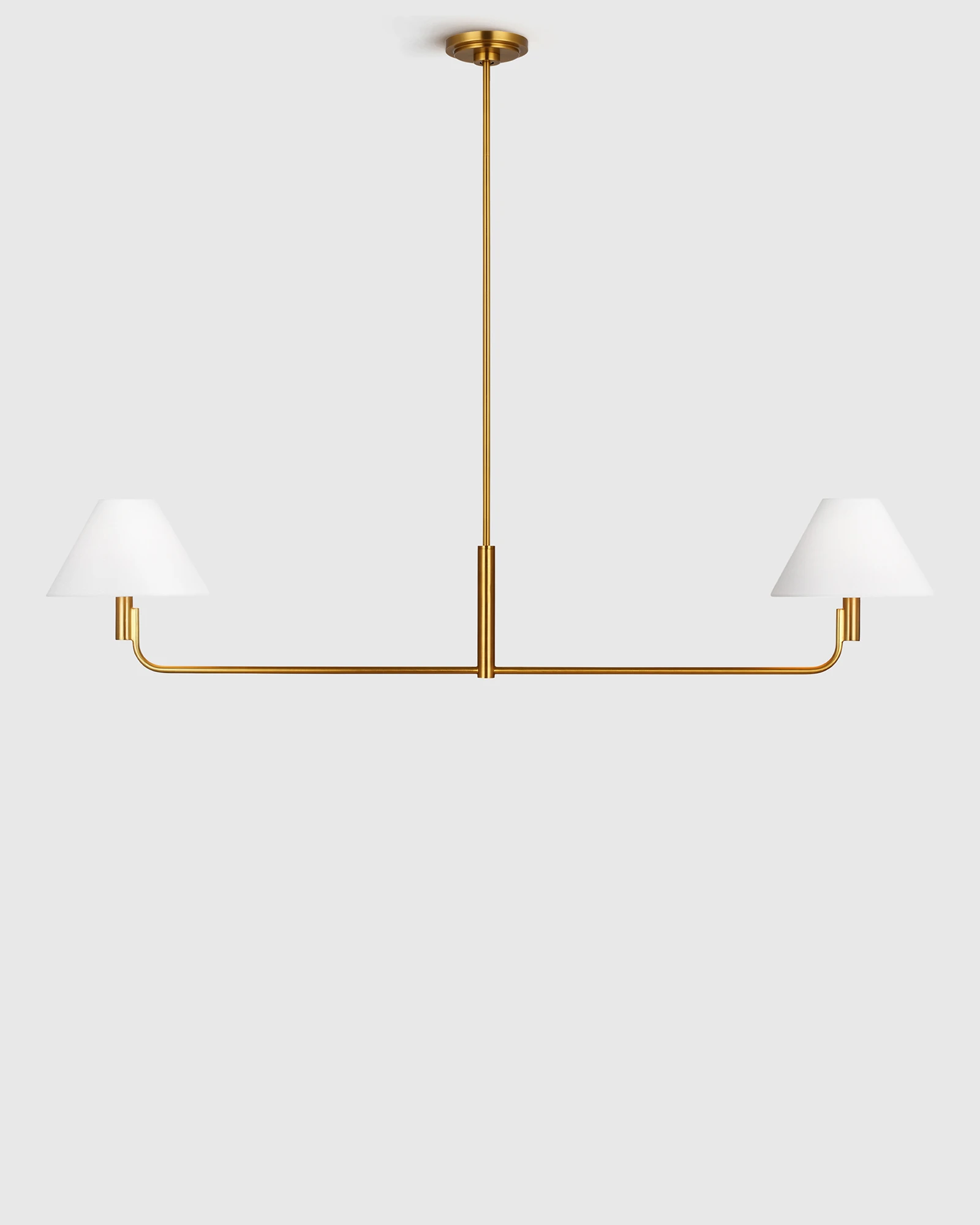 Contemporary Linear Chandelier with Linen Shades