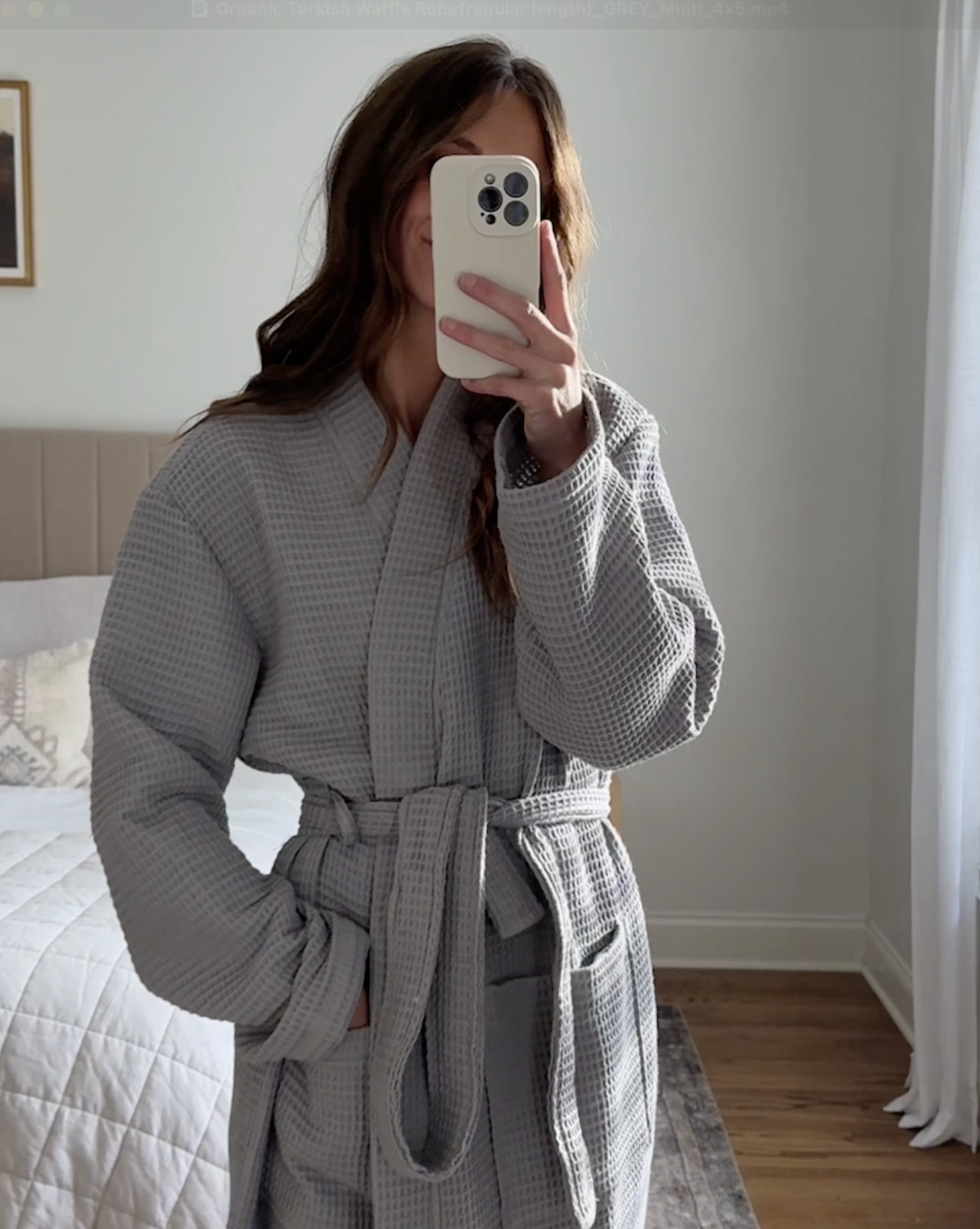 Organic Turkish Waffle Robe in Grey