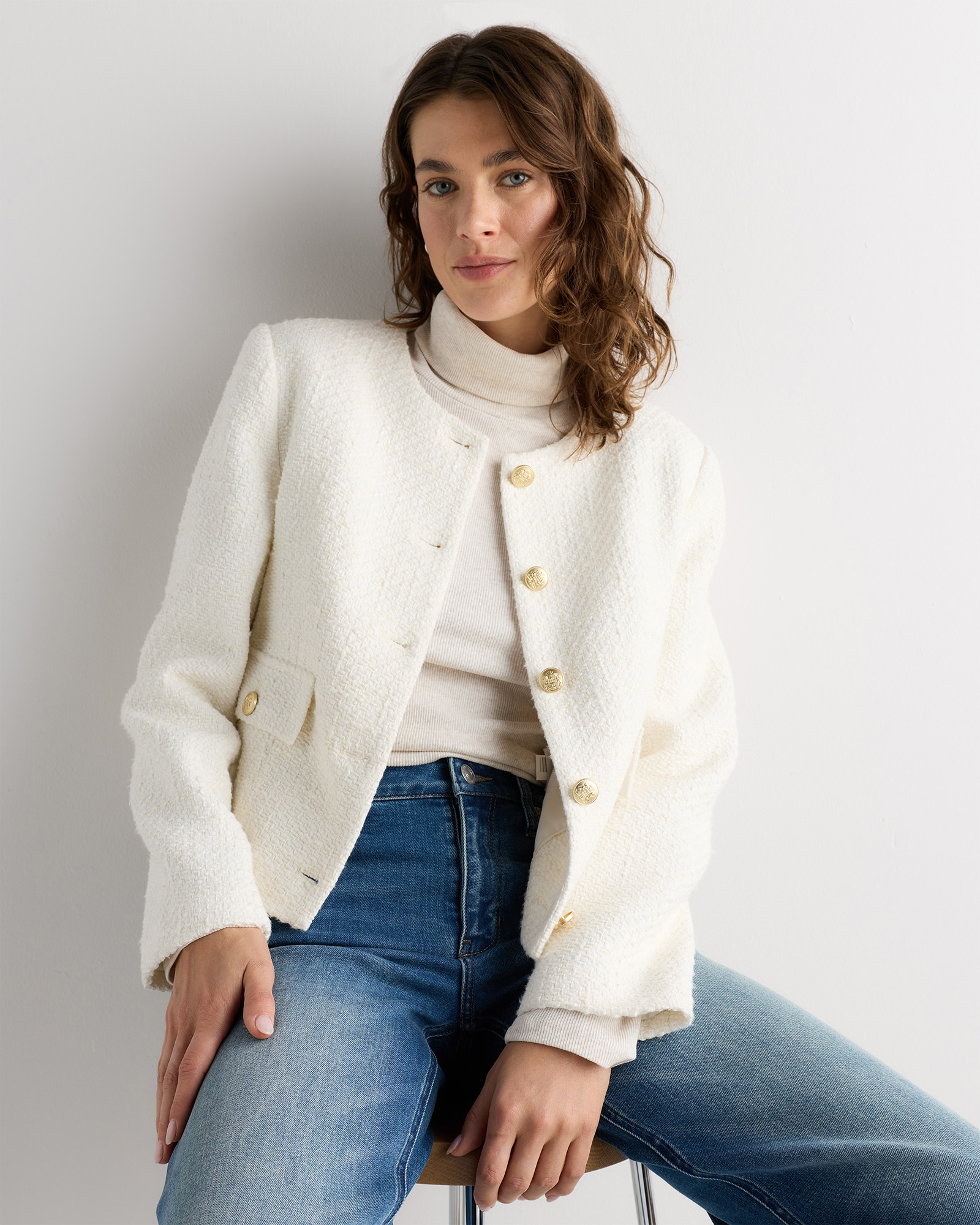 Tweed Collarless Jacket