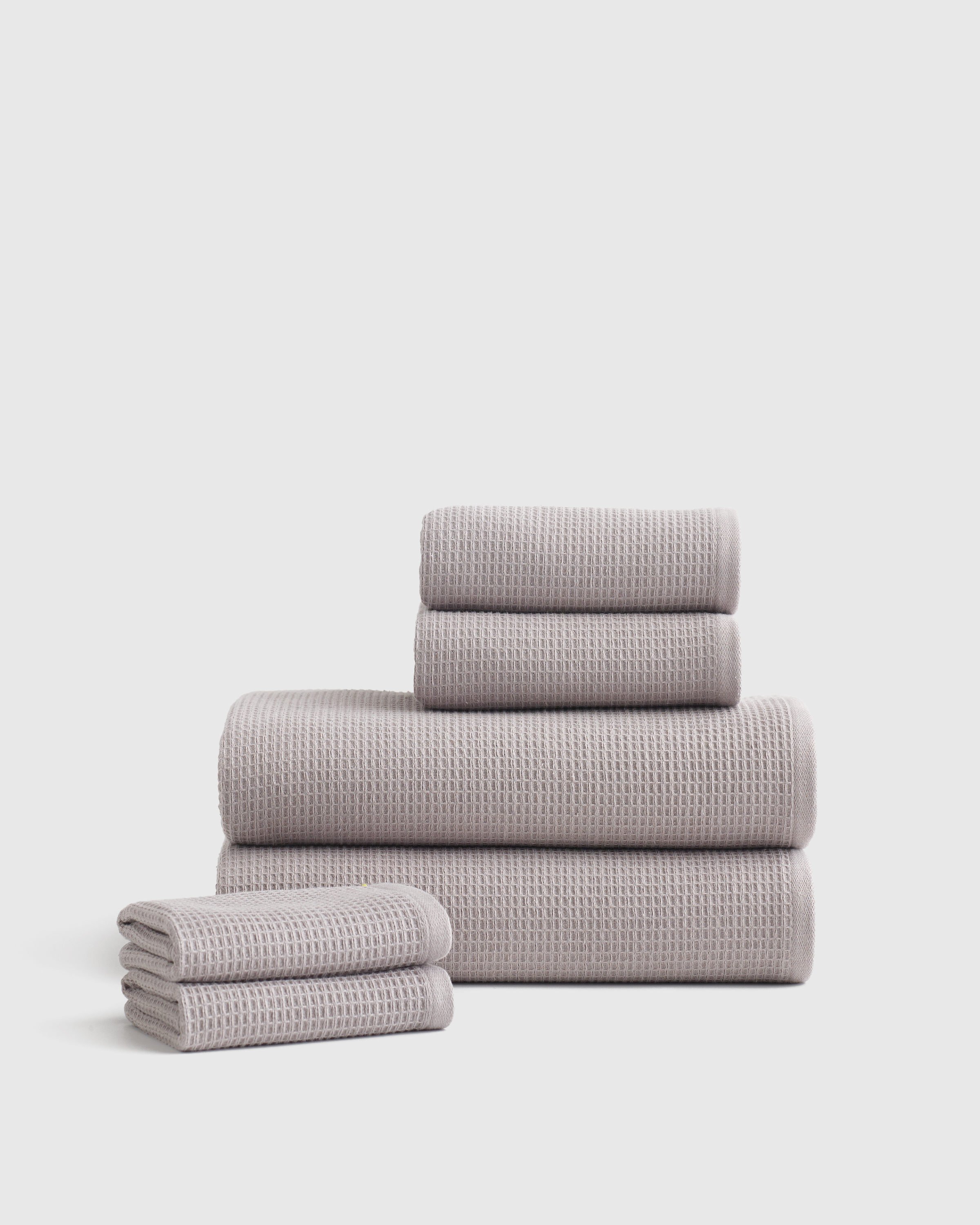 Grey Turkish Waffle Terry Bath Towel Bundle
