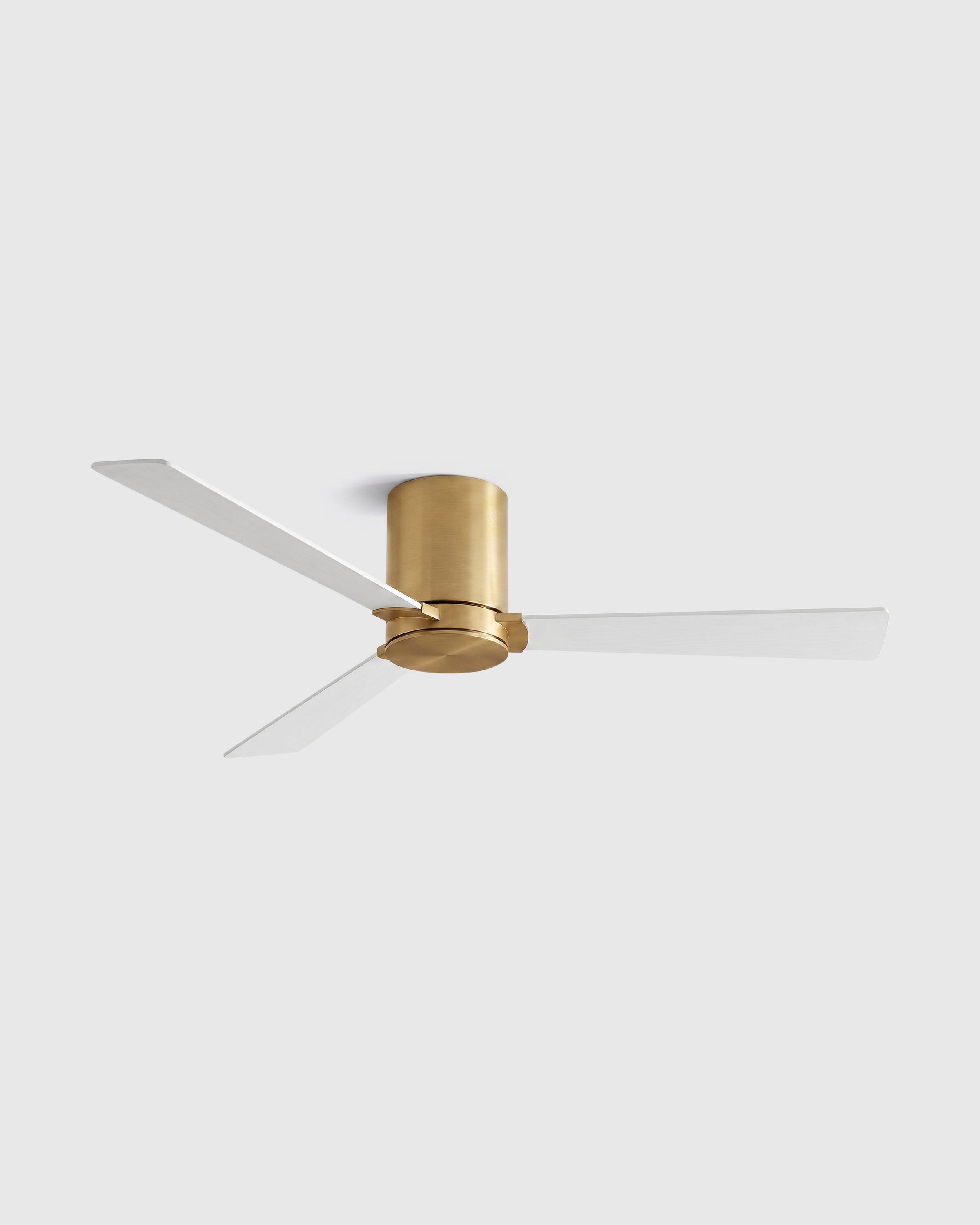White/Brass Minimalist Hugger Wood Blade Ceiling Fan