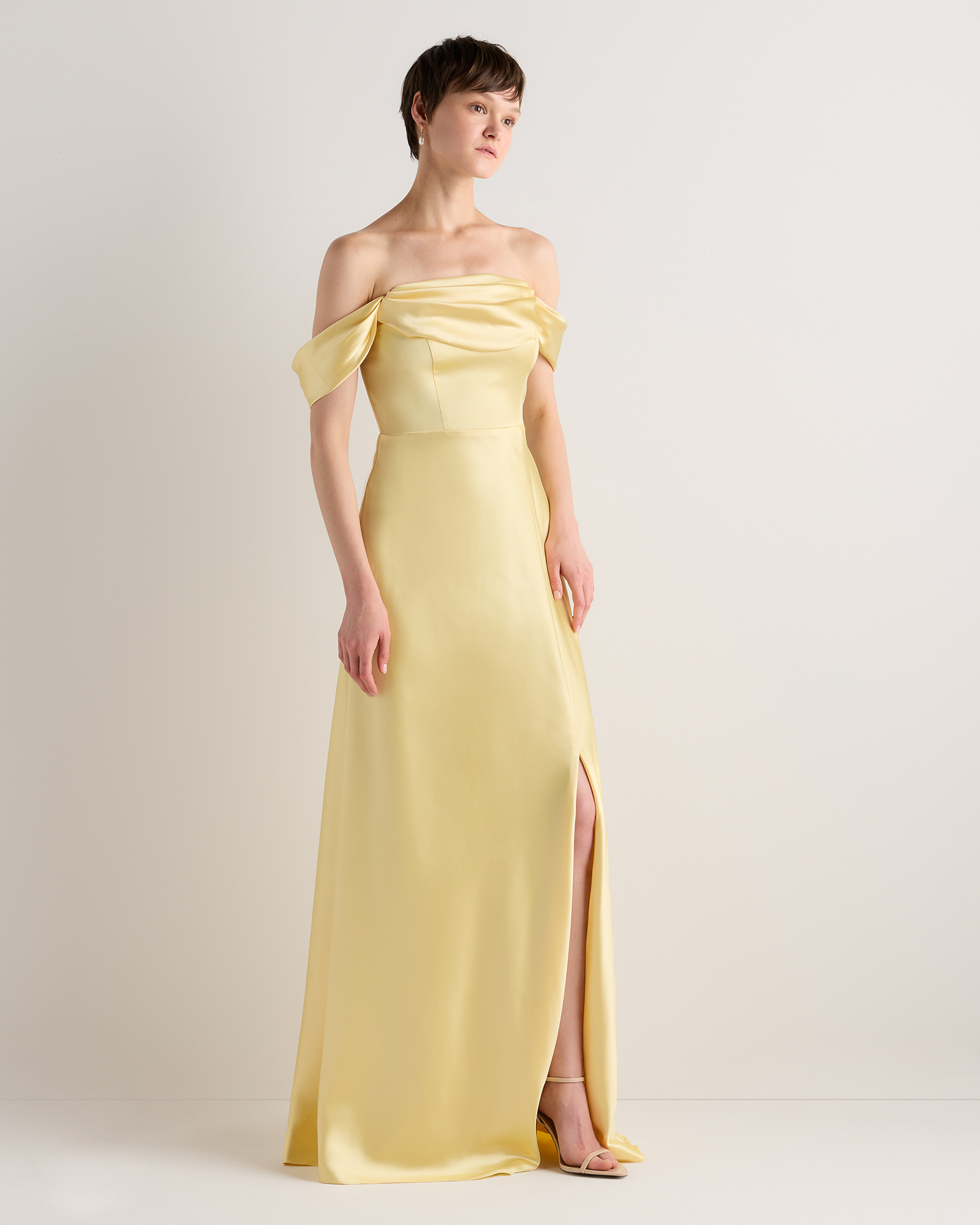 off the shoulder convertible dress The Dessy Group Women's Olivia Tiered Ruffle Chiffon Gown - Natural