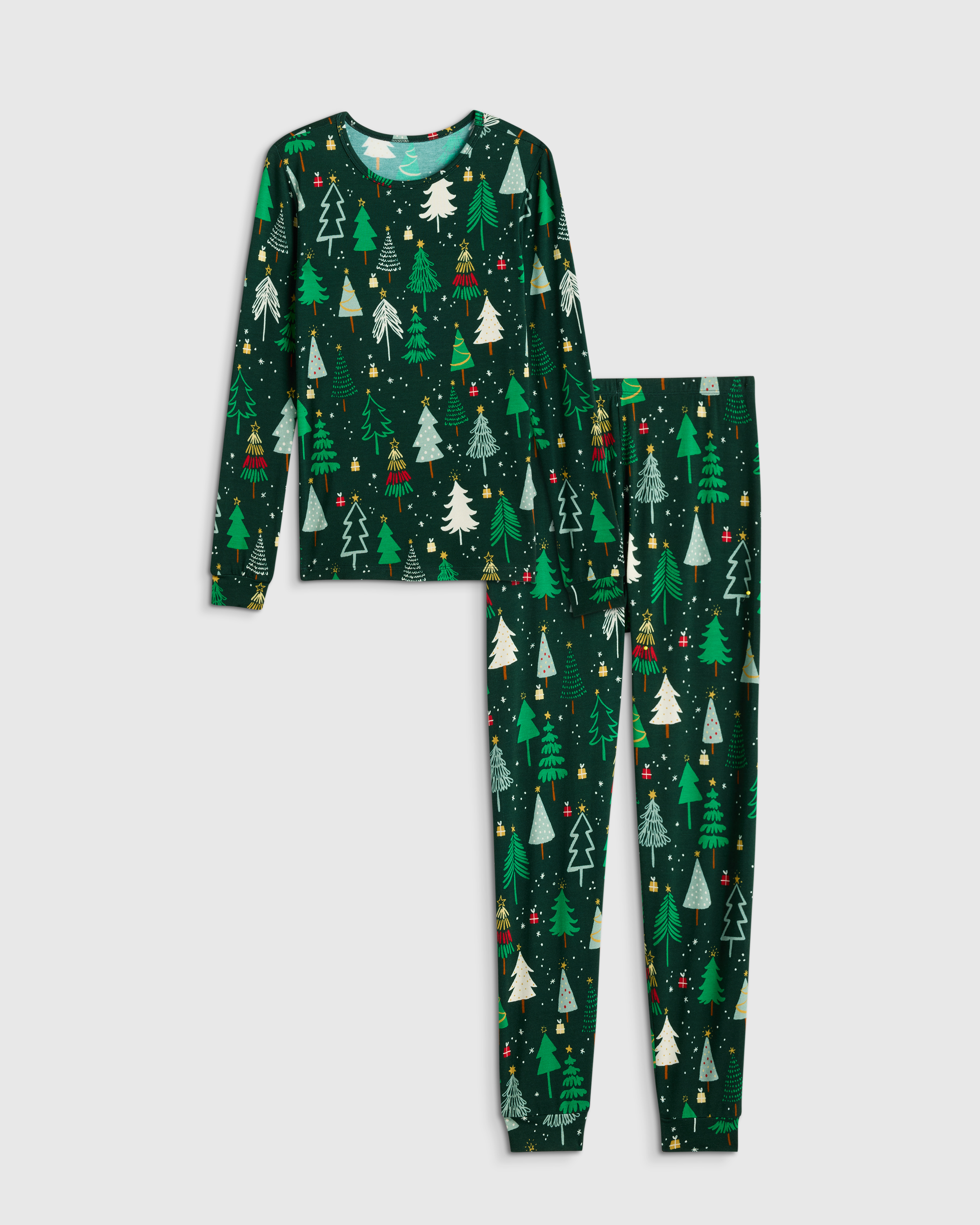 Holiday Multi Trees Bamboo Long Sleeve and Pant Pajama Set