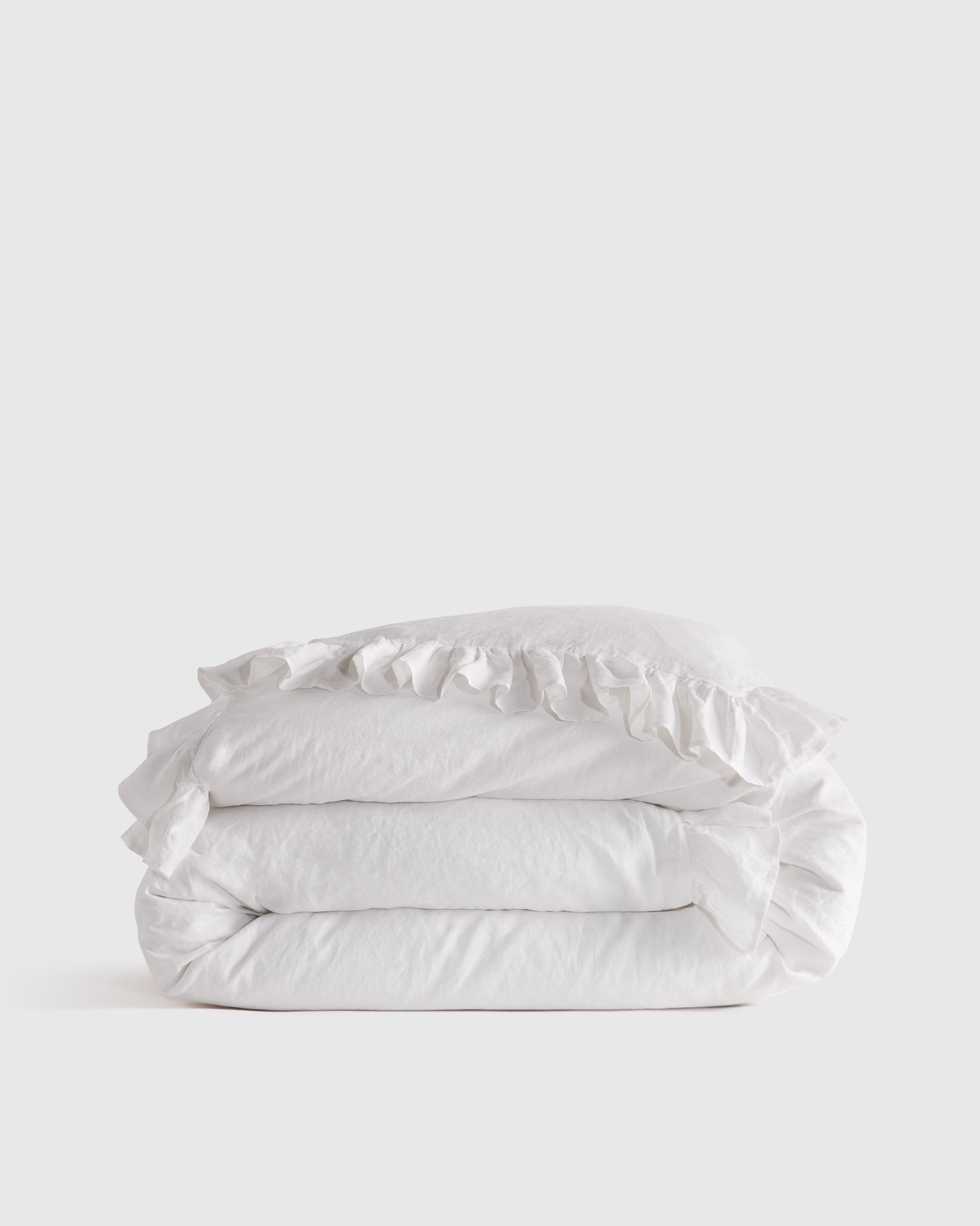 White European Linen Ruffle Duvet Cover