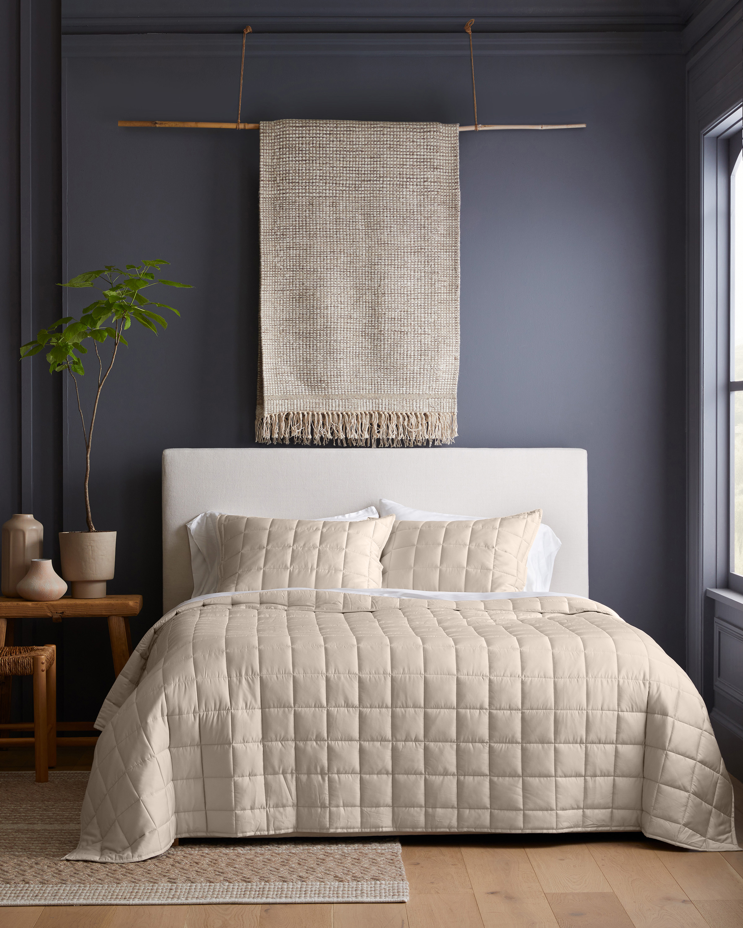 Sand Bamboo Box Quilt Set