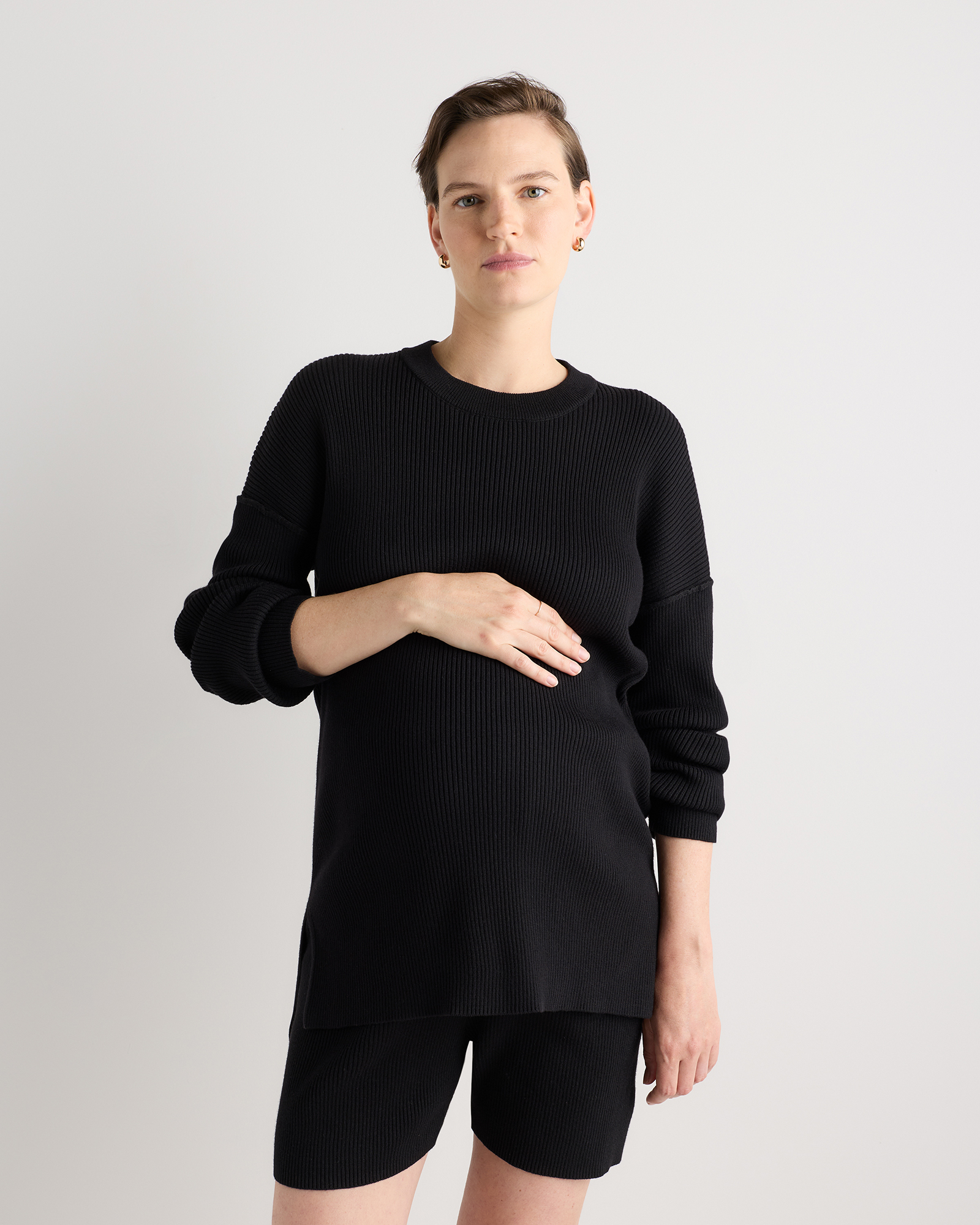Black Cotton Cashmere Oversized Maternity Sweater