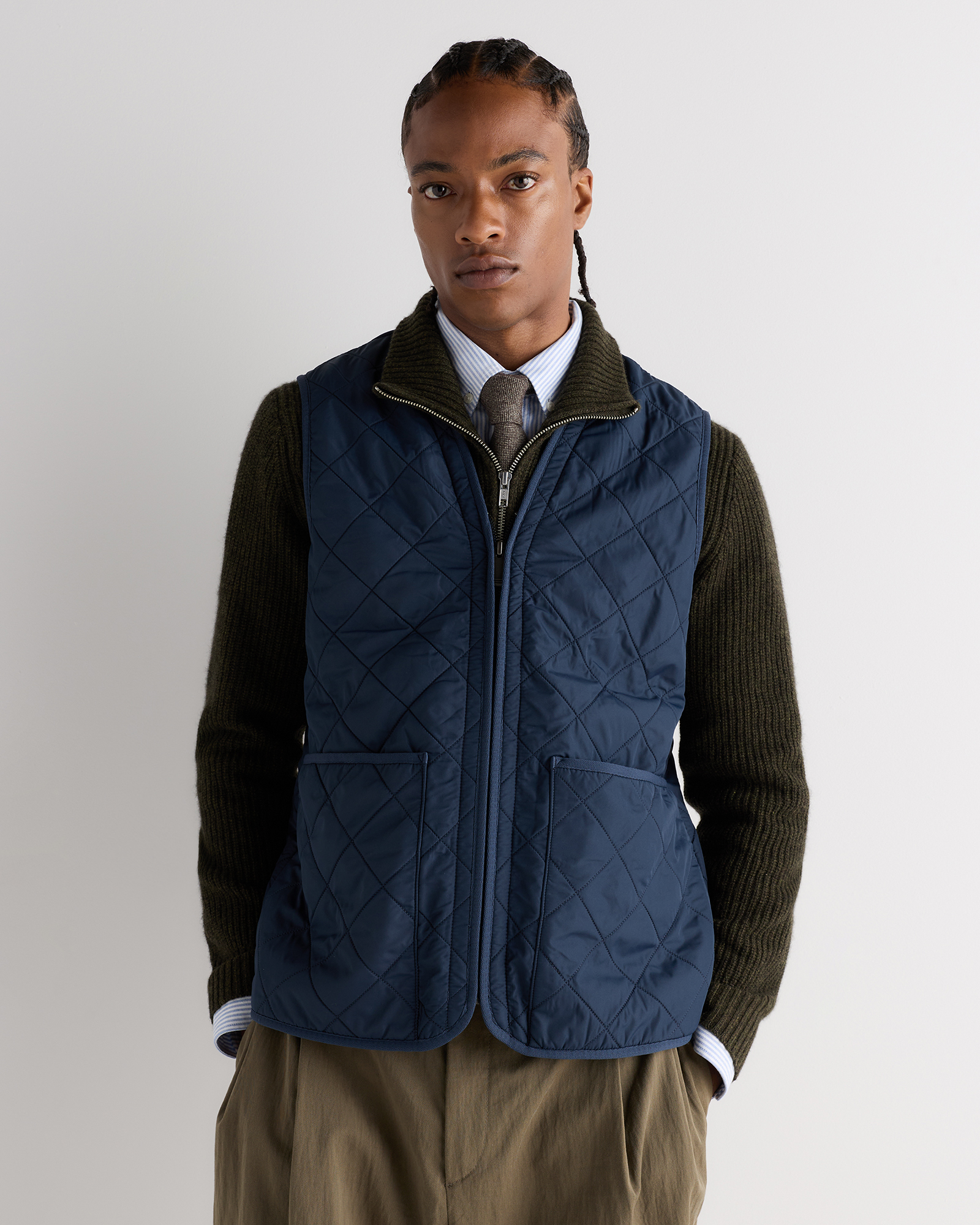Atlas Navy Veste matelassée à doublure en molleton sans plumes