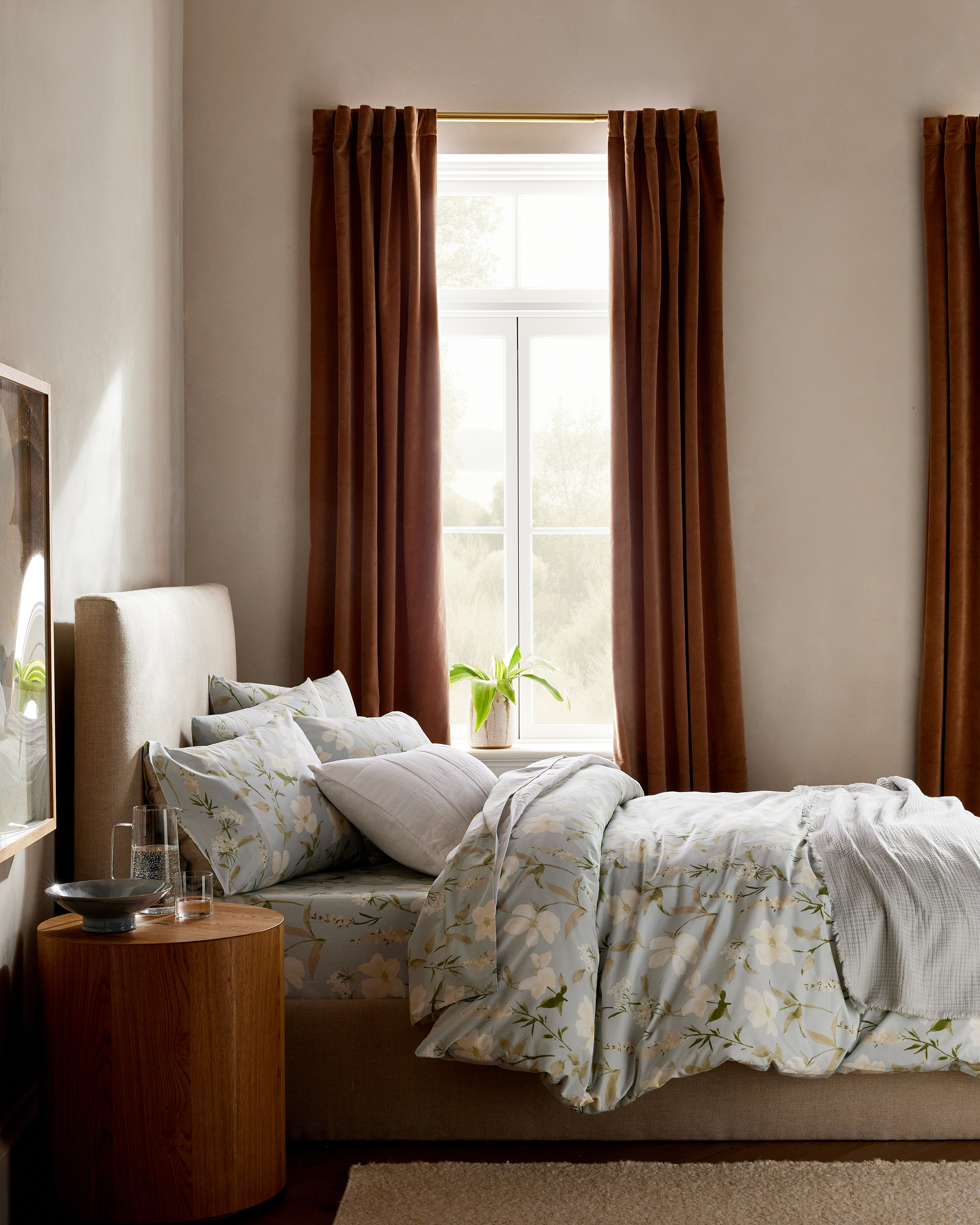 Blue Garden Classic Organic Percale Floral Duvet Cover