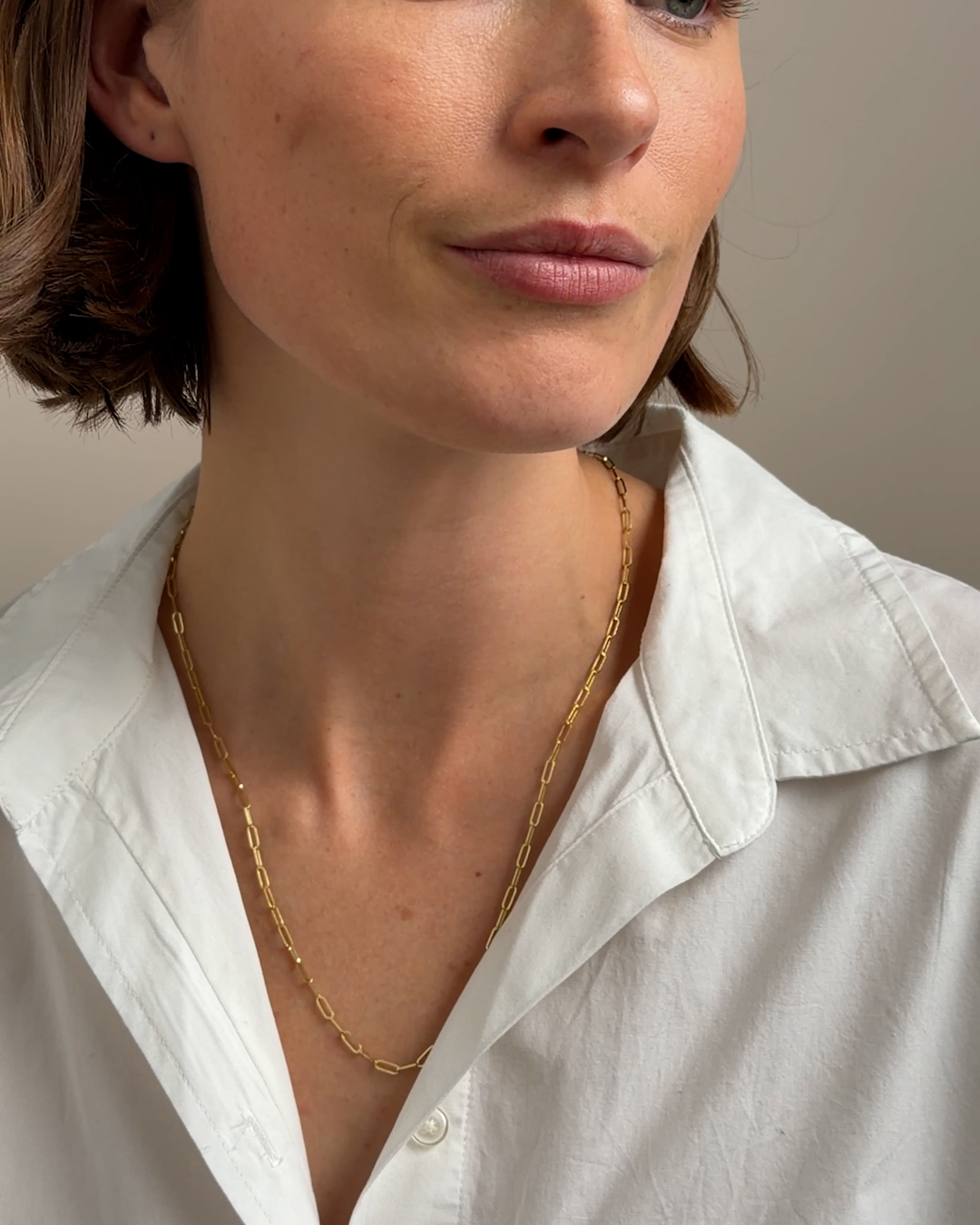 14k Gold Paperclip Necklace 4x5 Thumbnail