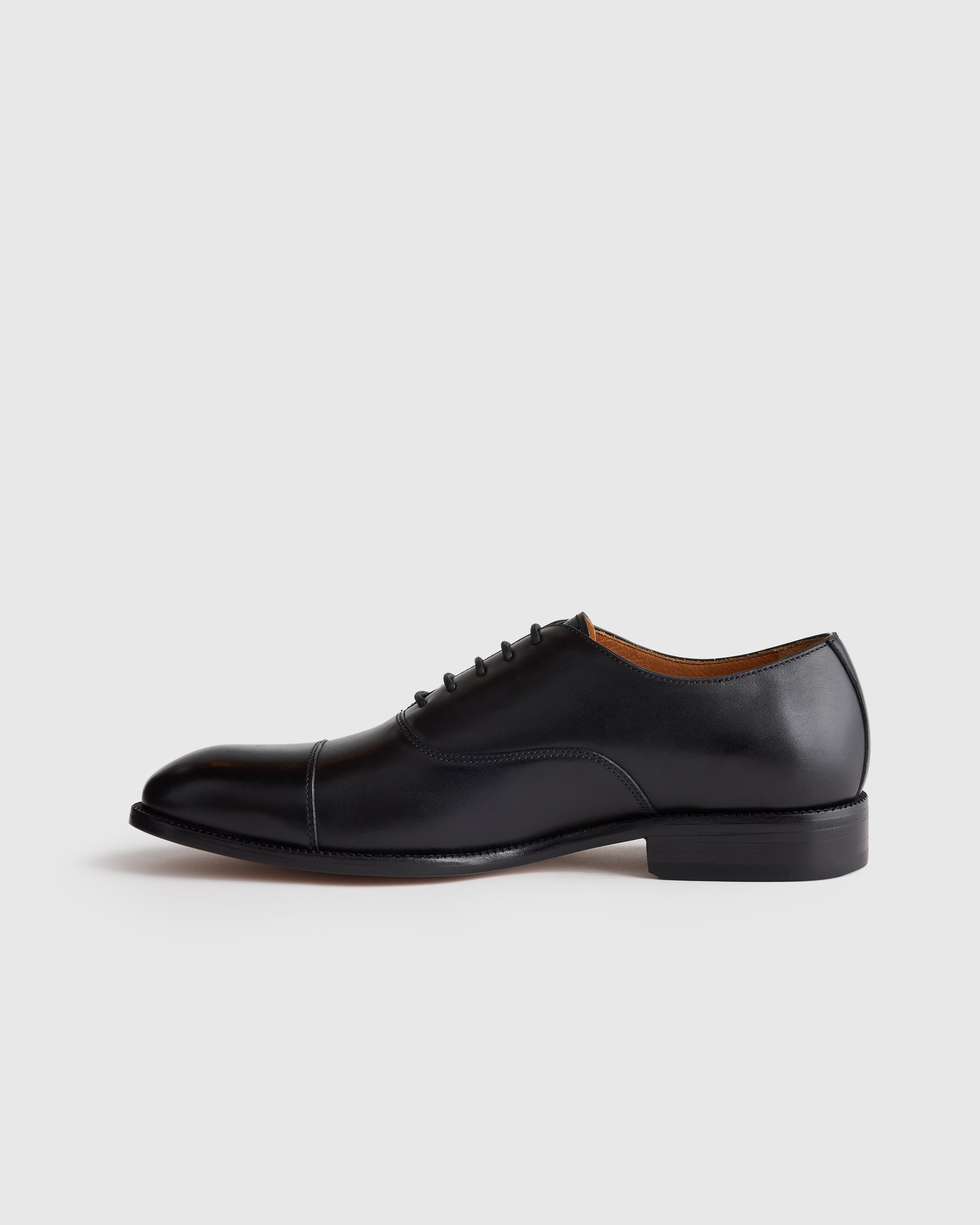 Men's Italian Leather Cap Toe Oxford in Black, Size 7 by Quince