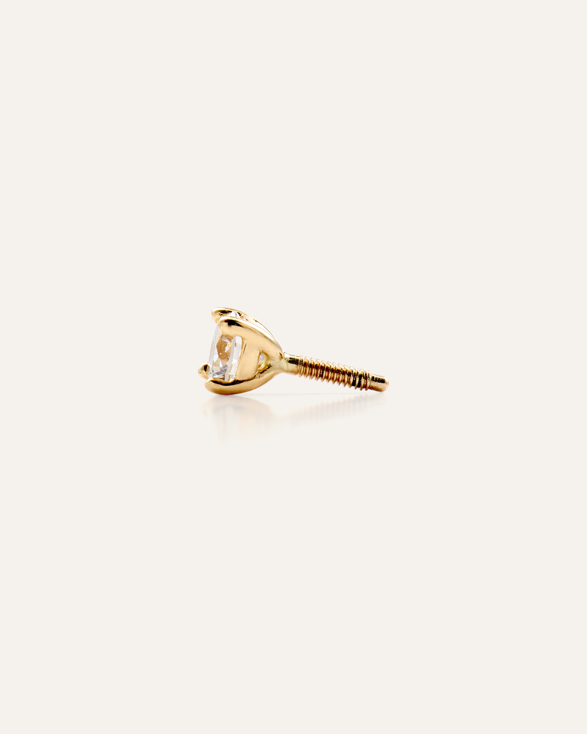 14K Gold Lab Grown Diamond Round Tiny Flat Back Stud - Pair - thumbnail 3