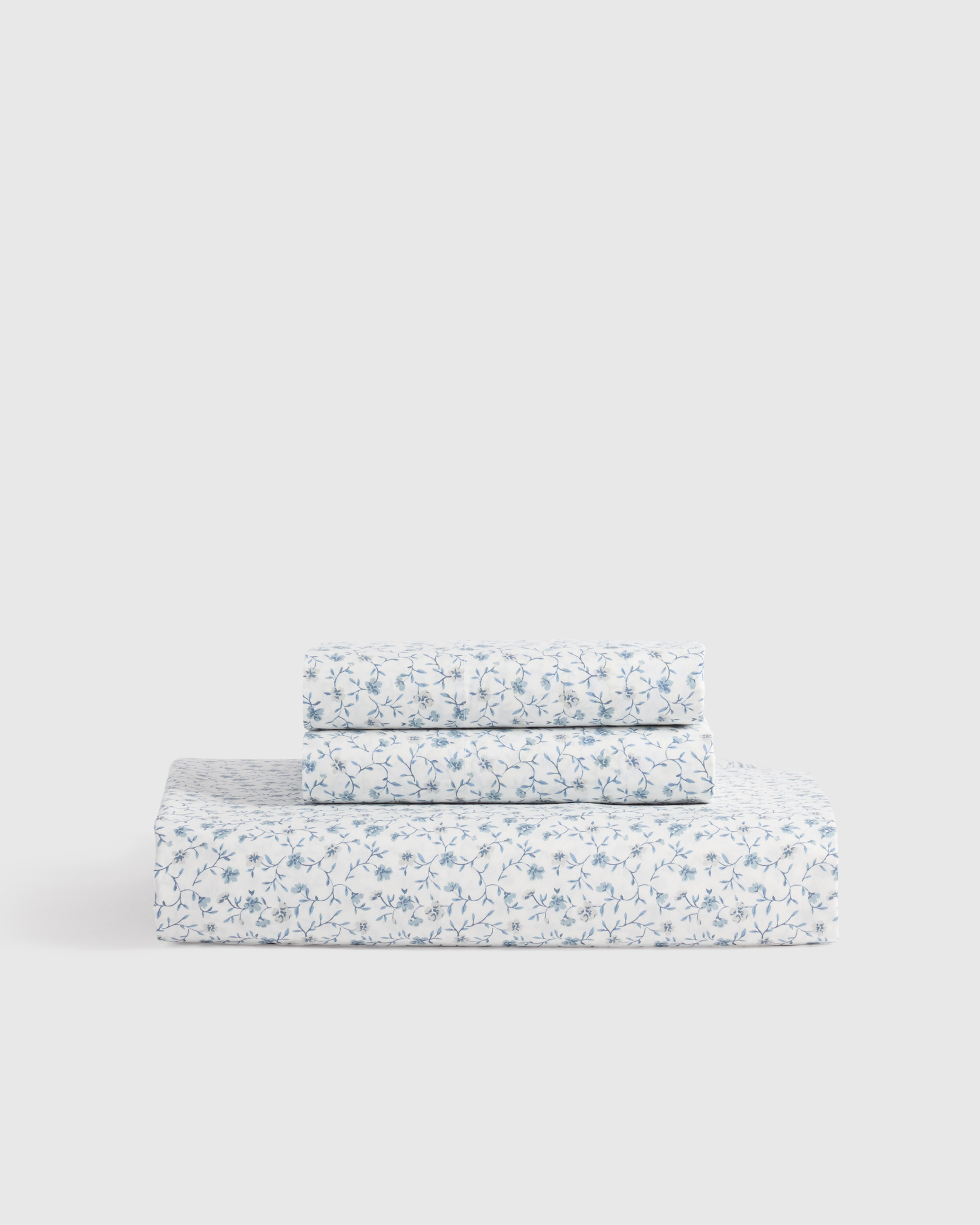 Blue Florette Classic Organic Percale Floral Fitted Sheet Set