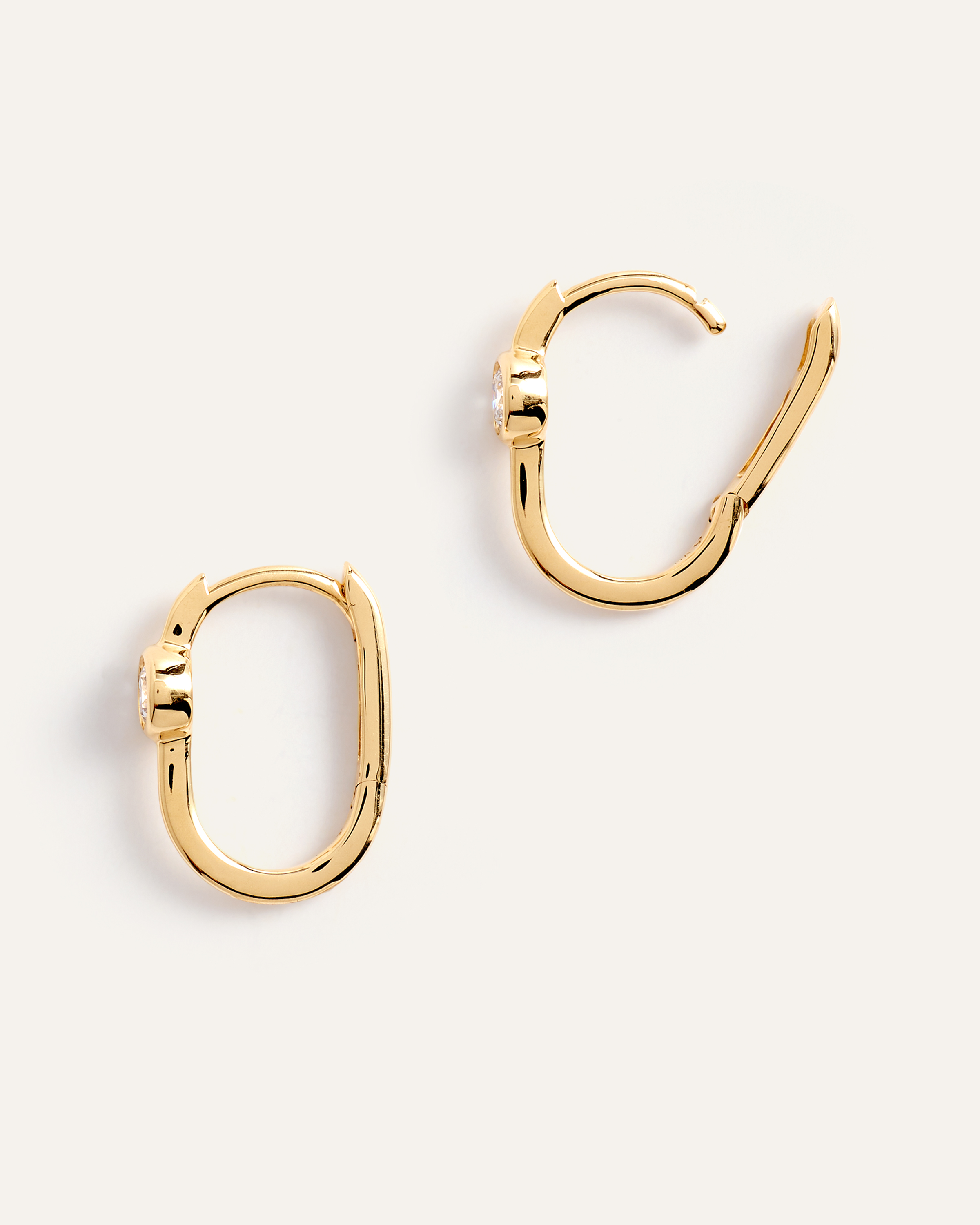 14K Gold Lab Grown Diamond Solitaire U Hoops - thumbnail 3
