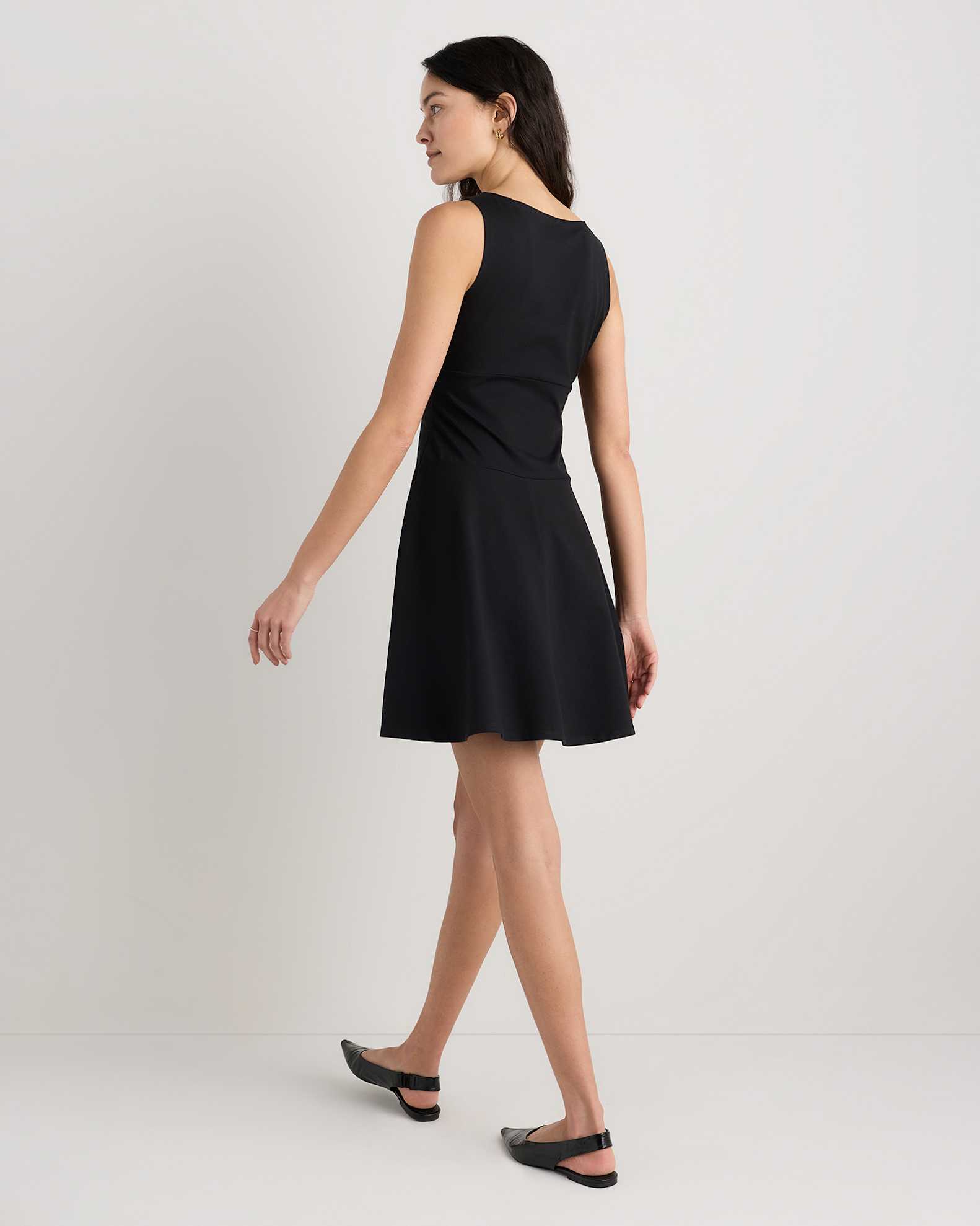 Washable Stretch Silk High Neck Midi Dress