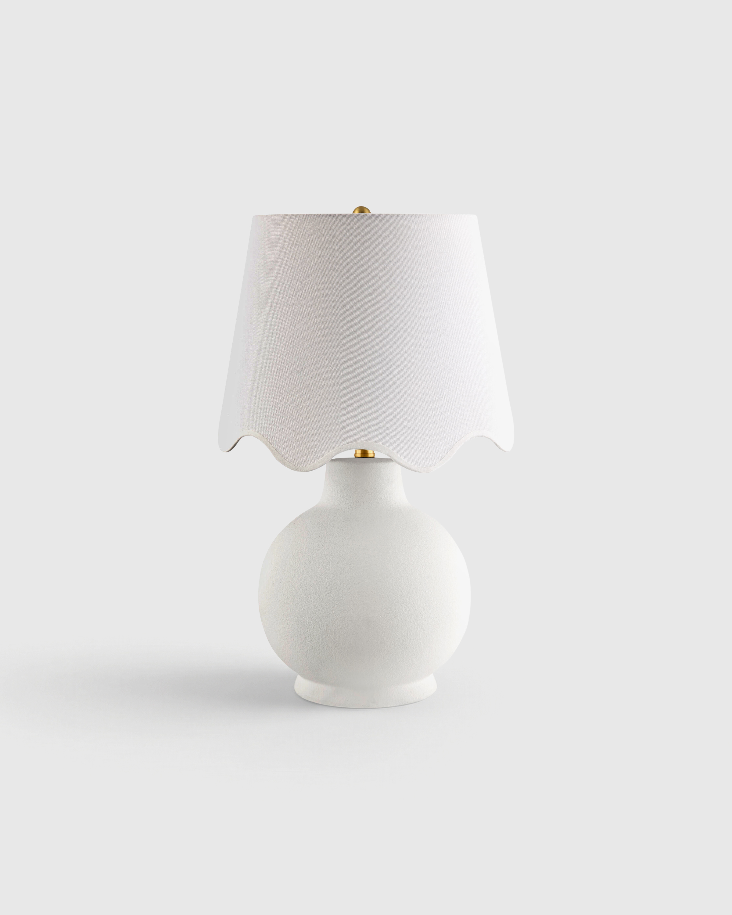 White Coastal Ceramic Table Lamp with Scallop Shade