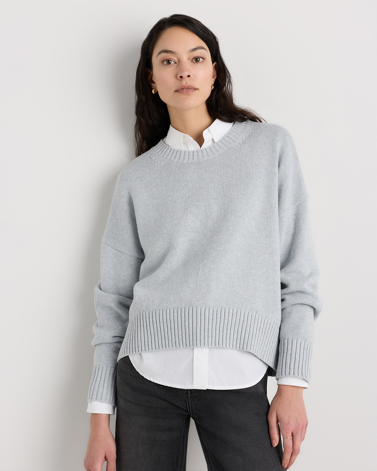 Heather Dove Grey 100% Organic Cotton Boyfriend Crew Sweater