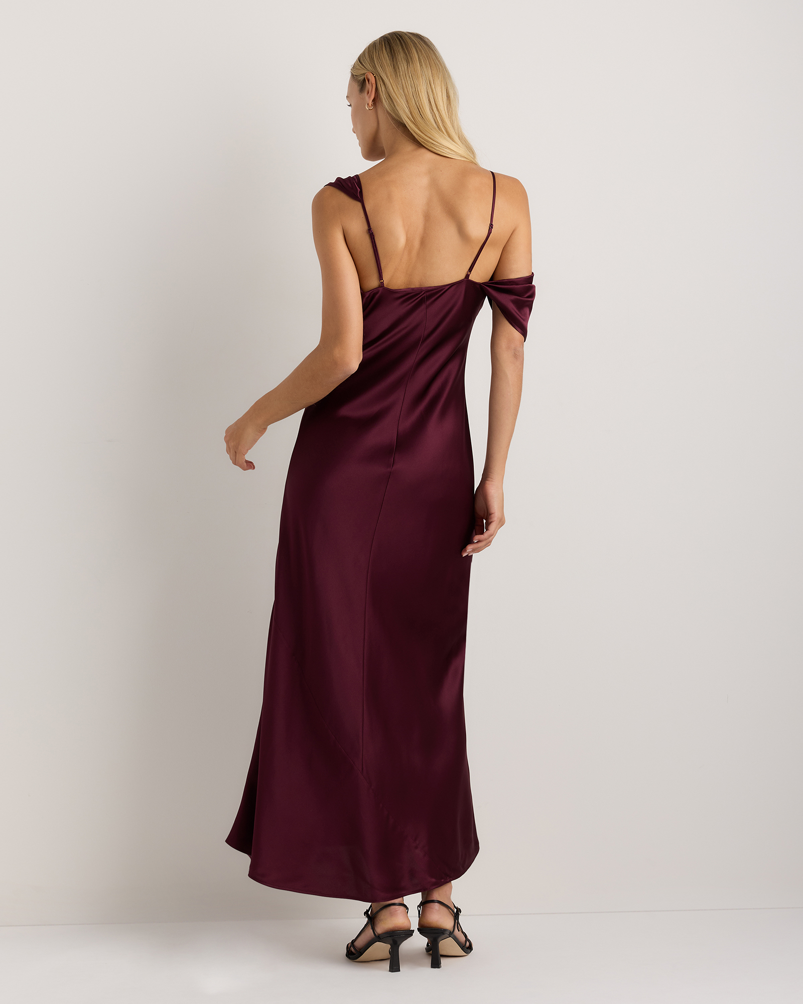 flared sleeve white dress Wine Red Velvet Off Shoulder A-Line Long Party Dress, Wine Red Floor L –  Simplepromdress main image 1
