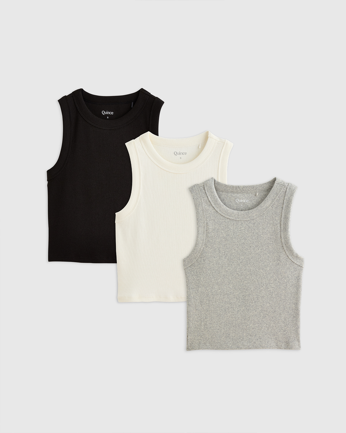 Black Organic Cotton Micro-Rib Cropped Cutaway Tank 3 Pack Bundle