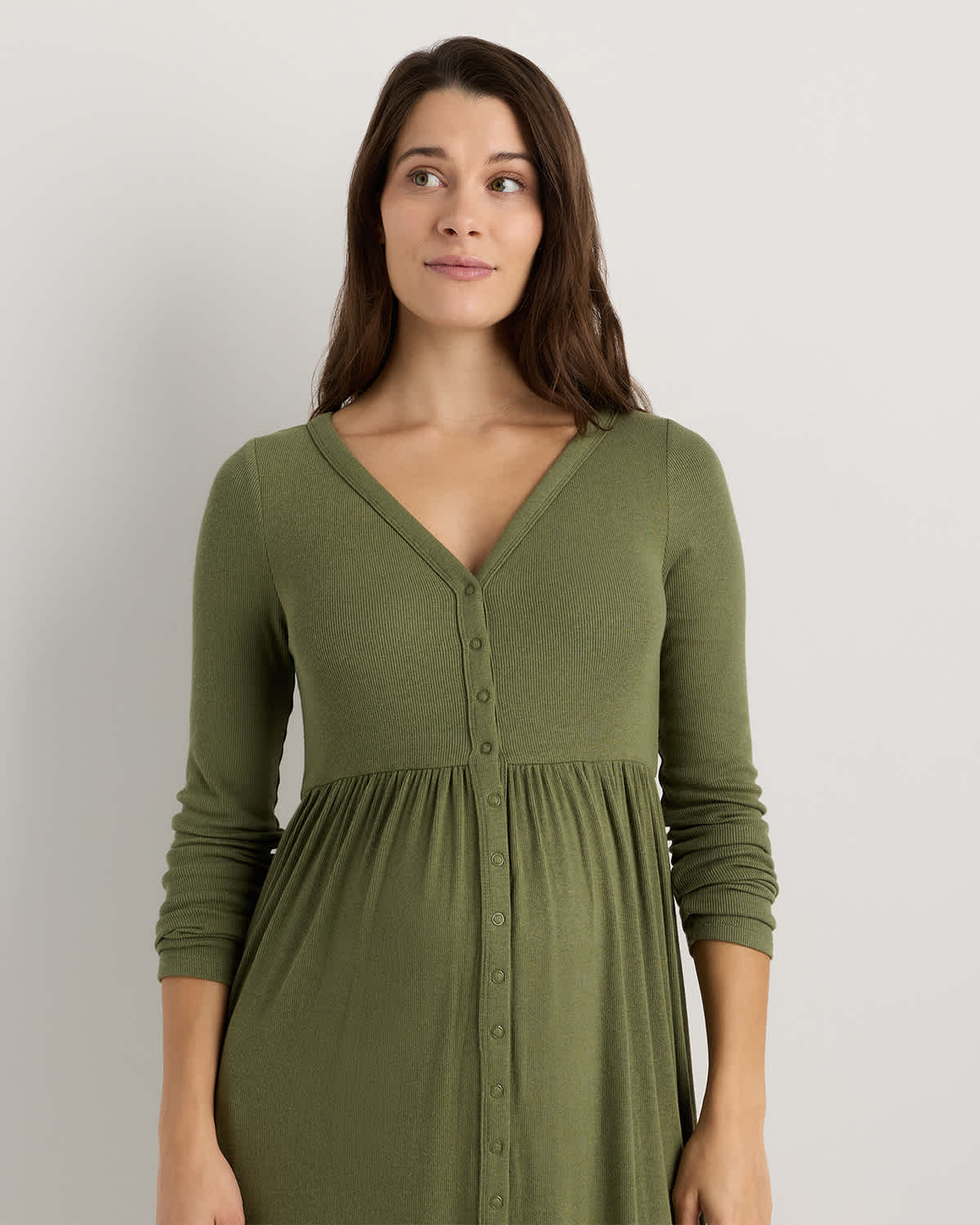 Washable Stretch Silk High Neck Midi Dress