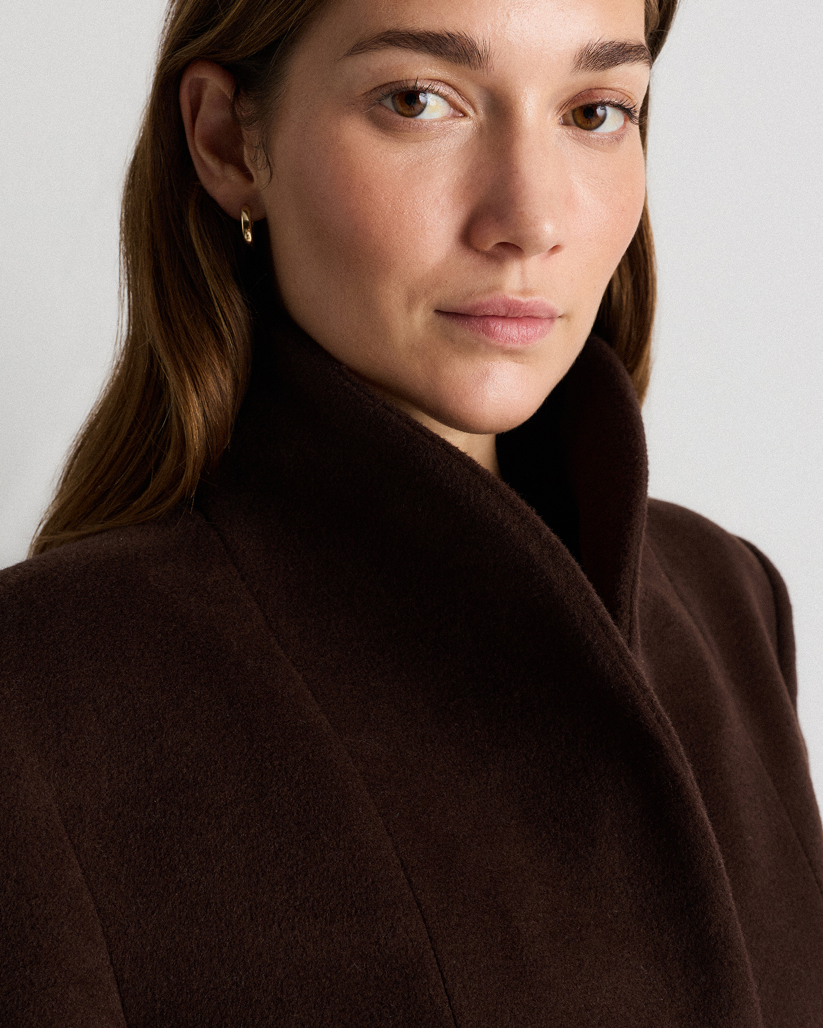 Wool Cashmere Cocoon Coat in Dark Chocolate Wool Cashmere Cocoon Coat in Dark Chocolate