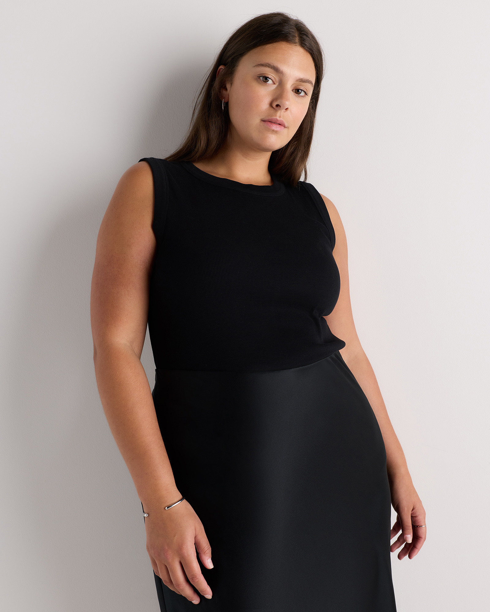 Black Organic Cotton Micro-Rib Cutaway Tank