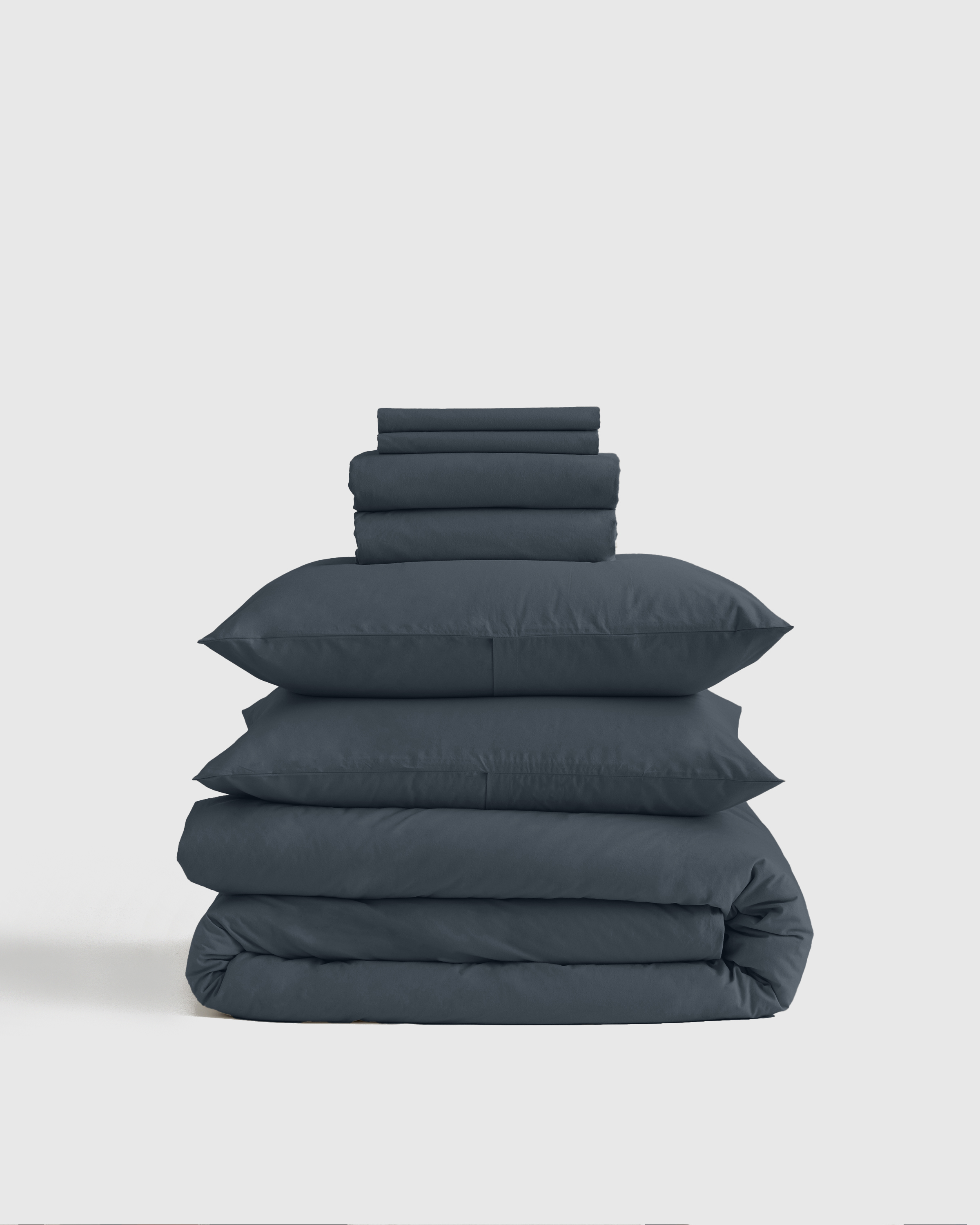 organic brushed cotton deluxe bedding bundle, full, nightfall