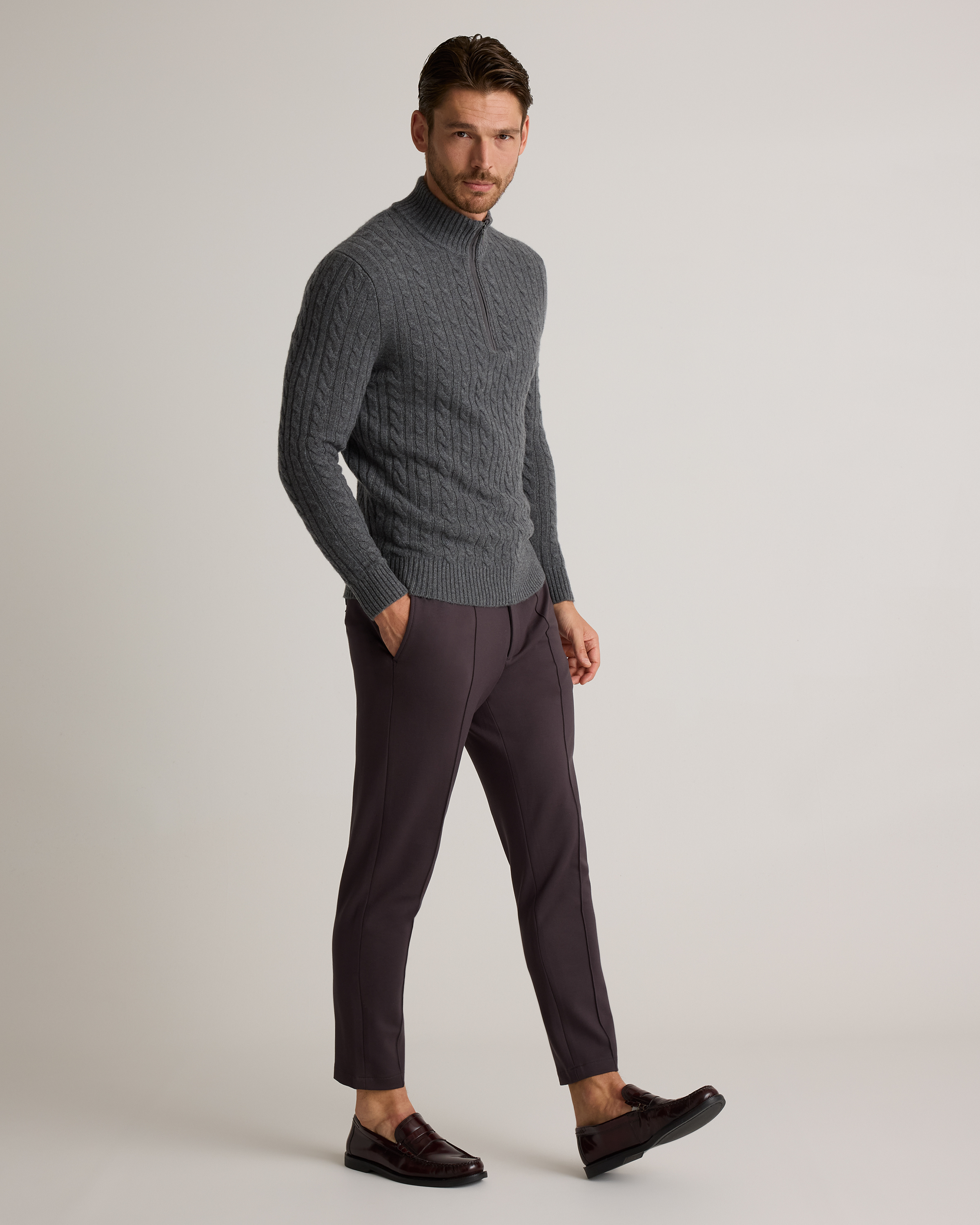 Stretch Knit Pintuck Trouser