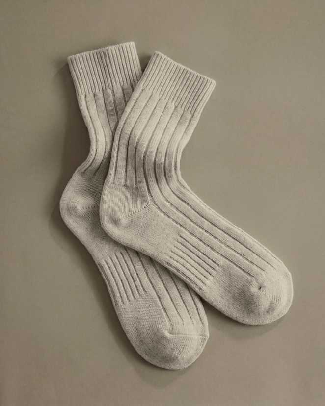 Alabaster Merino Cashmere Blend Ribbed Crew Sock (3-Pack)