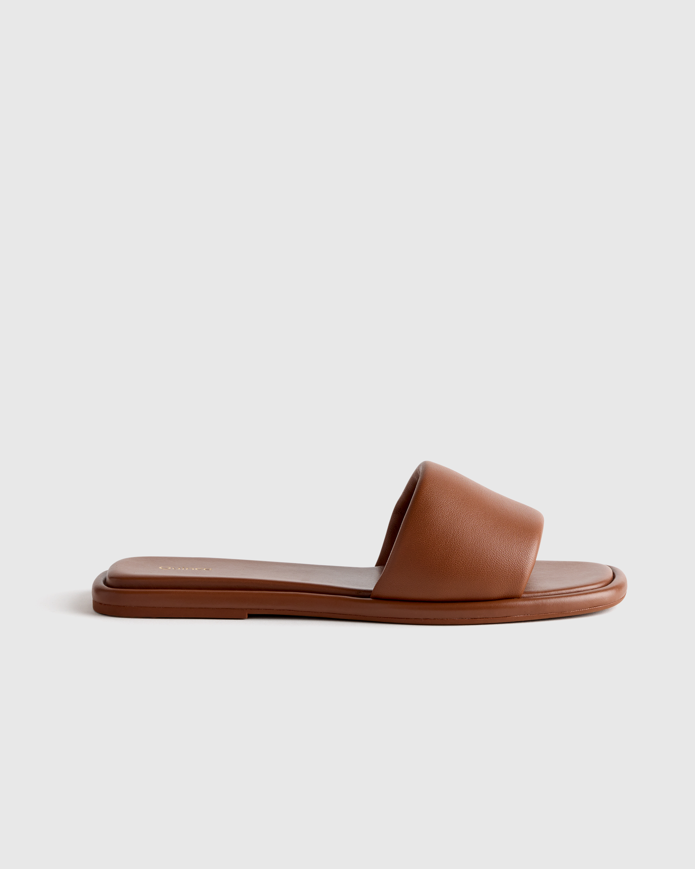 Cognac Italian Leather Slide Sandal