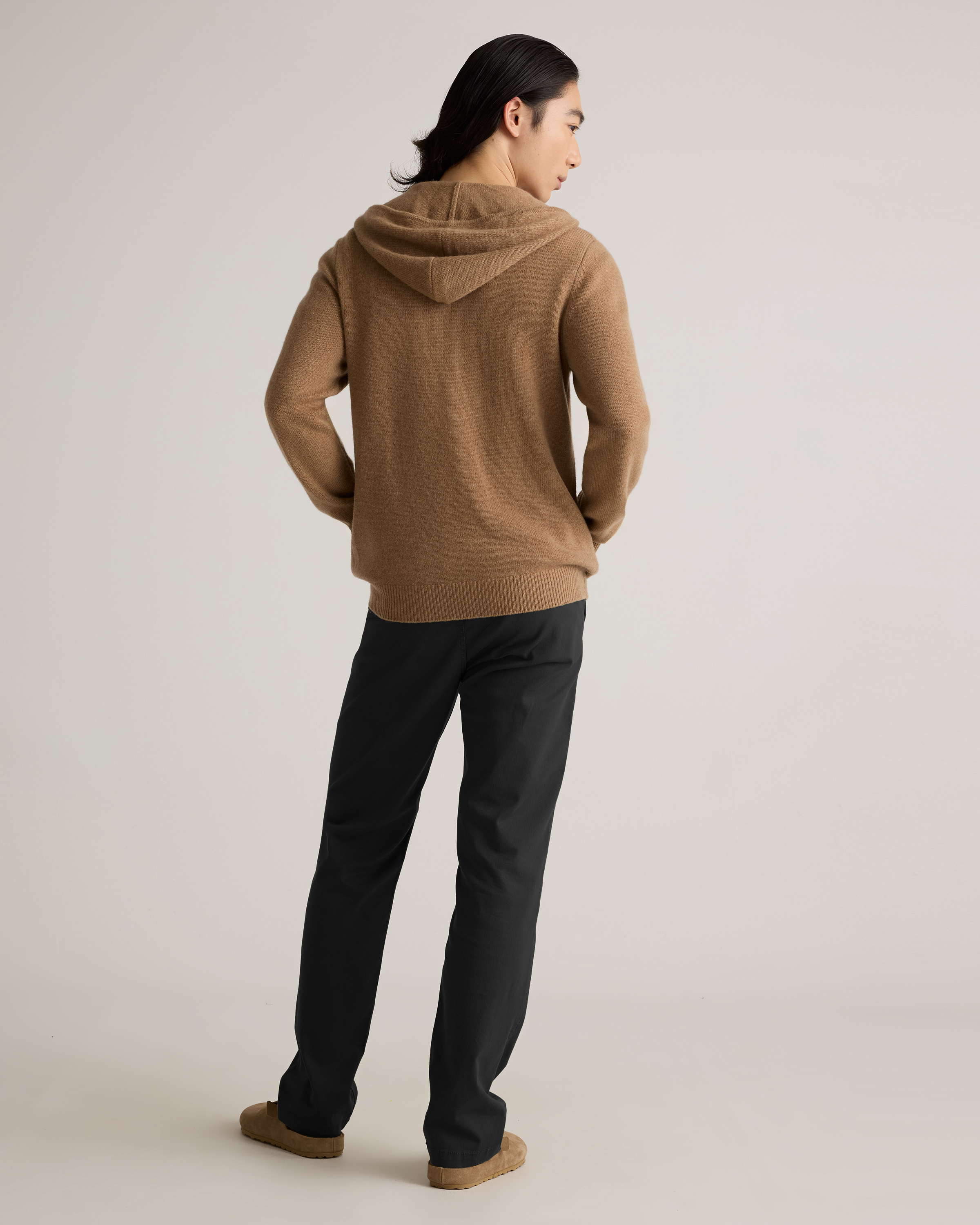 Mongolian Cashmere Full-Zip Hoodie in Teak