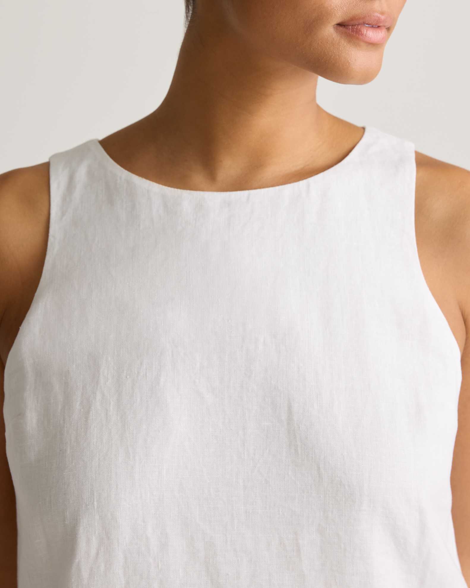 100% European Linen Tank Mini Dress in White 100% European Linen Tank Mini Dress in White