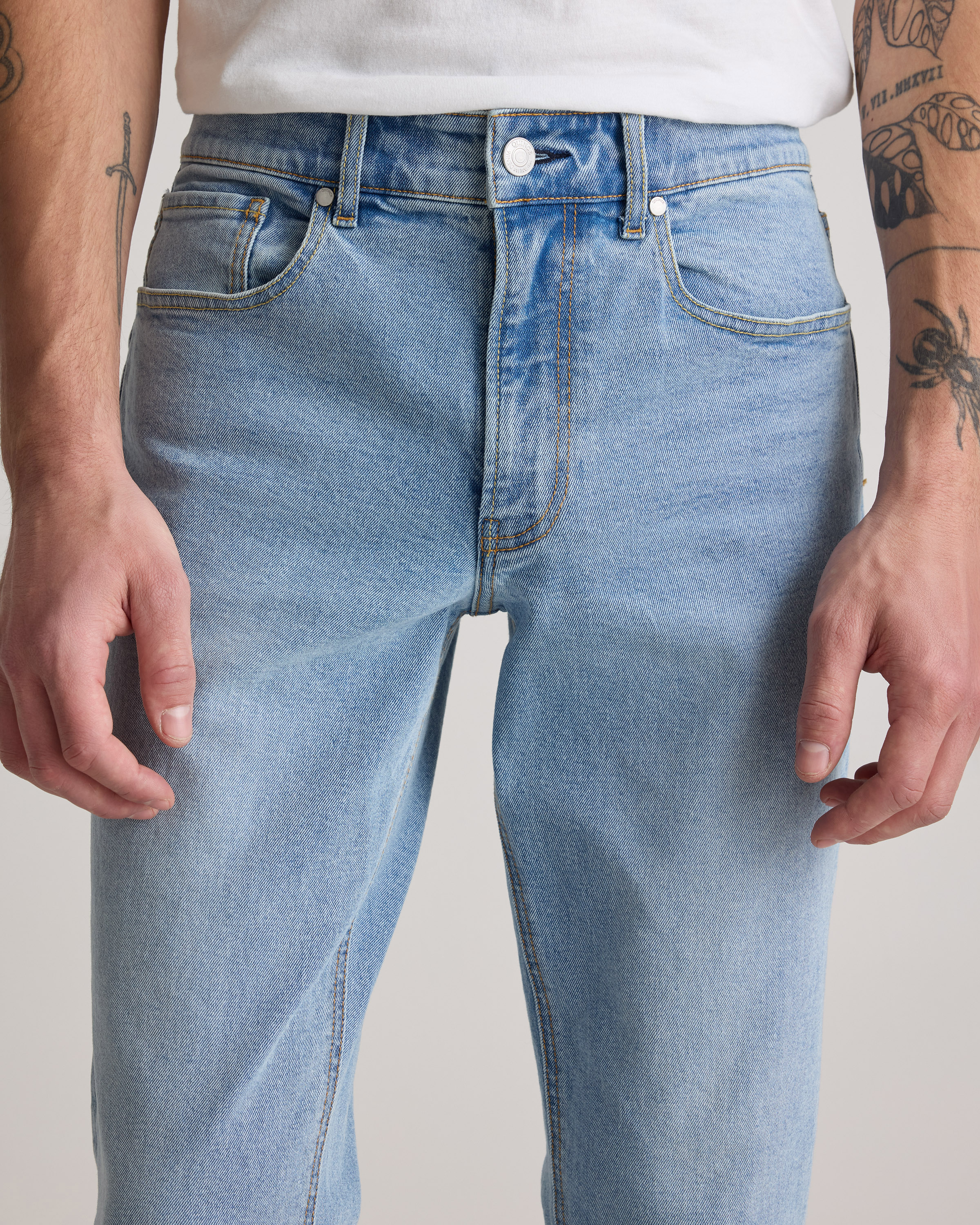 【anuans】Slim straight denim LIGHT BLUE Warren Stretch Slim Jeans in Arctic Blue