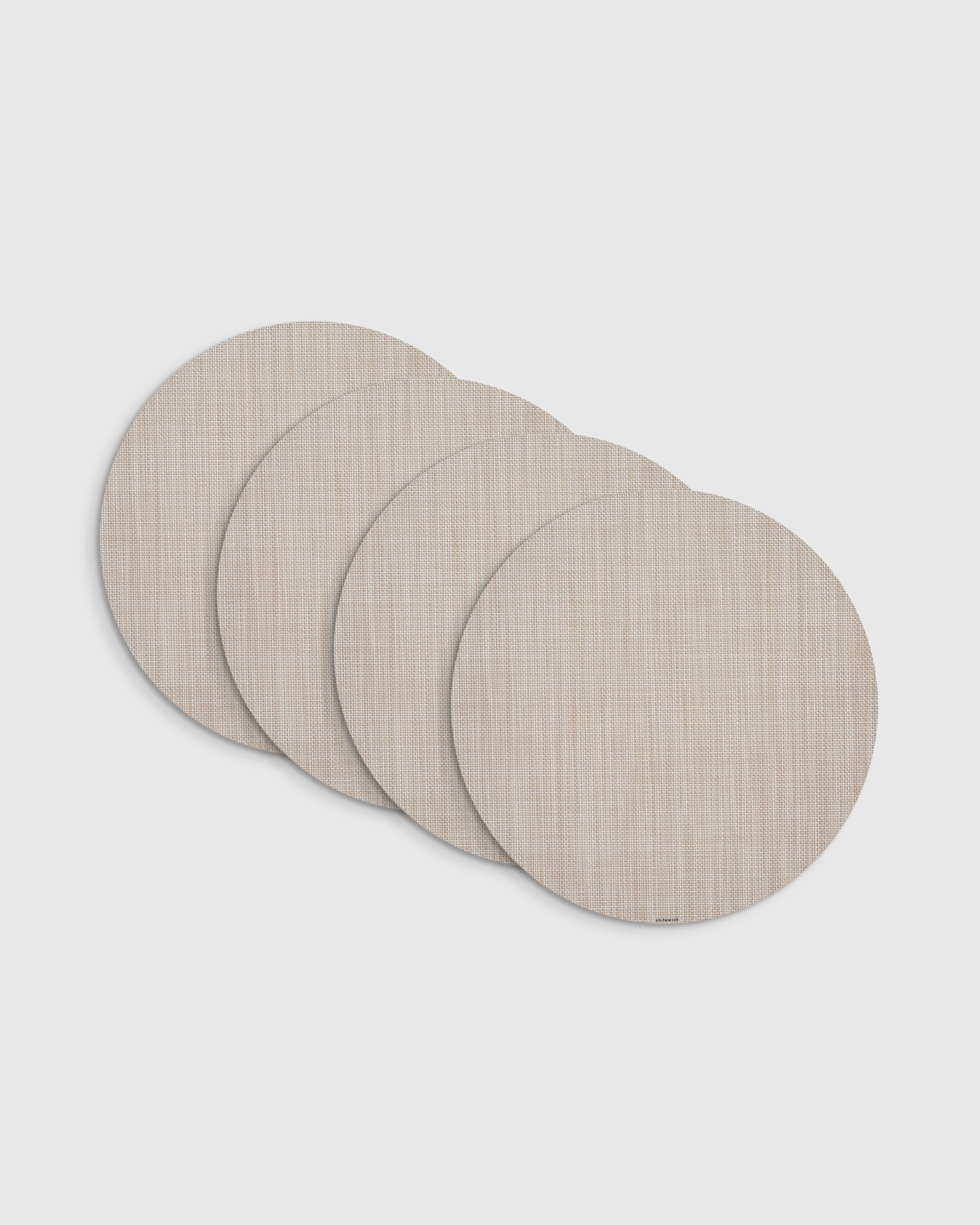 Parchment Mini Basketweave Easy-Care Round Placemat, Set of 4 by Chilewich
