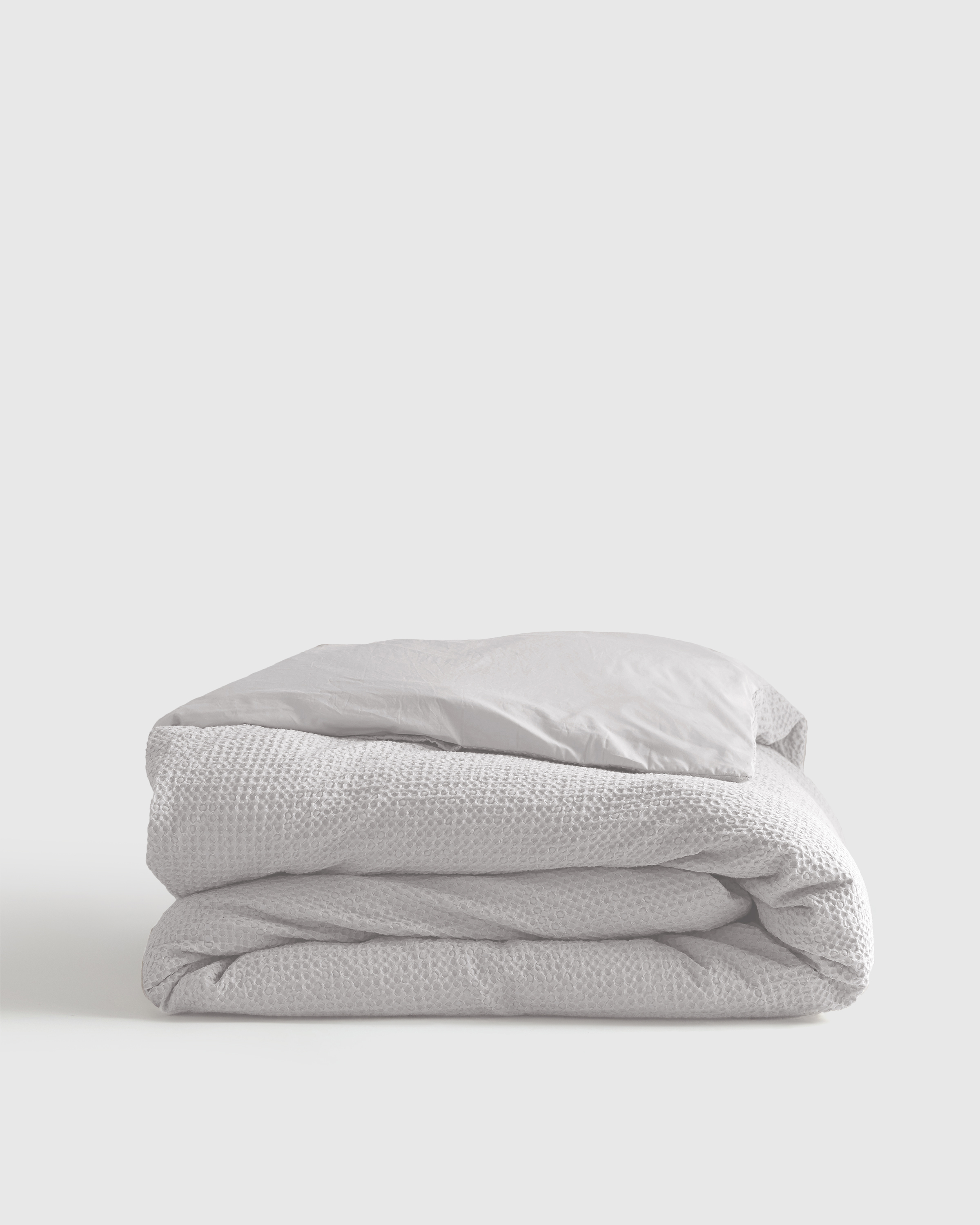 White Organic Luxe Honeycomb Duvet Cover