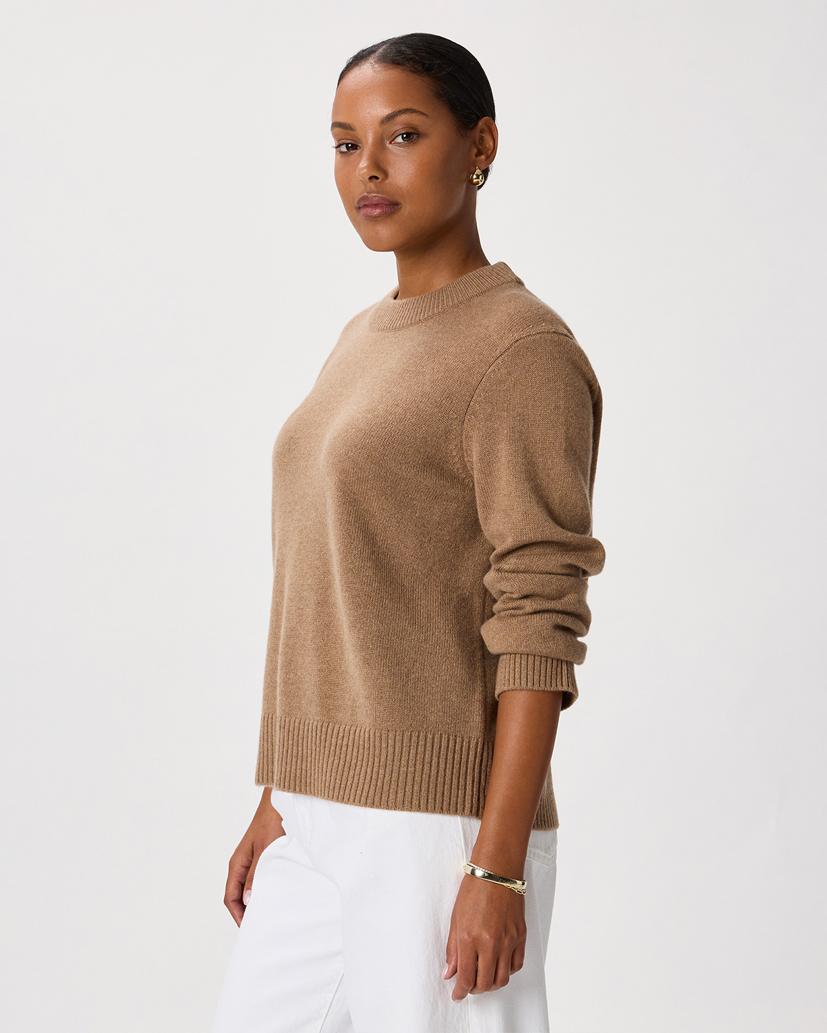 Mongolian Cashmere Oversized Crewneck Sweater in Teak
