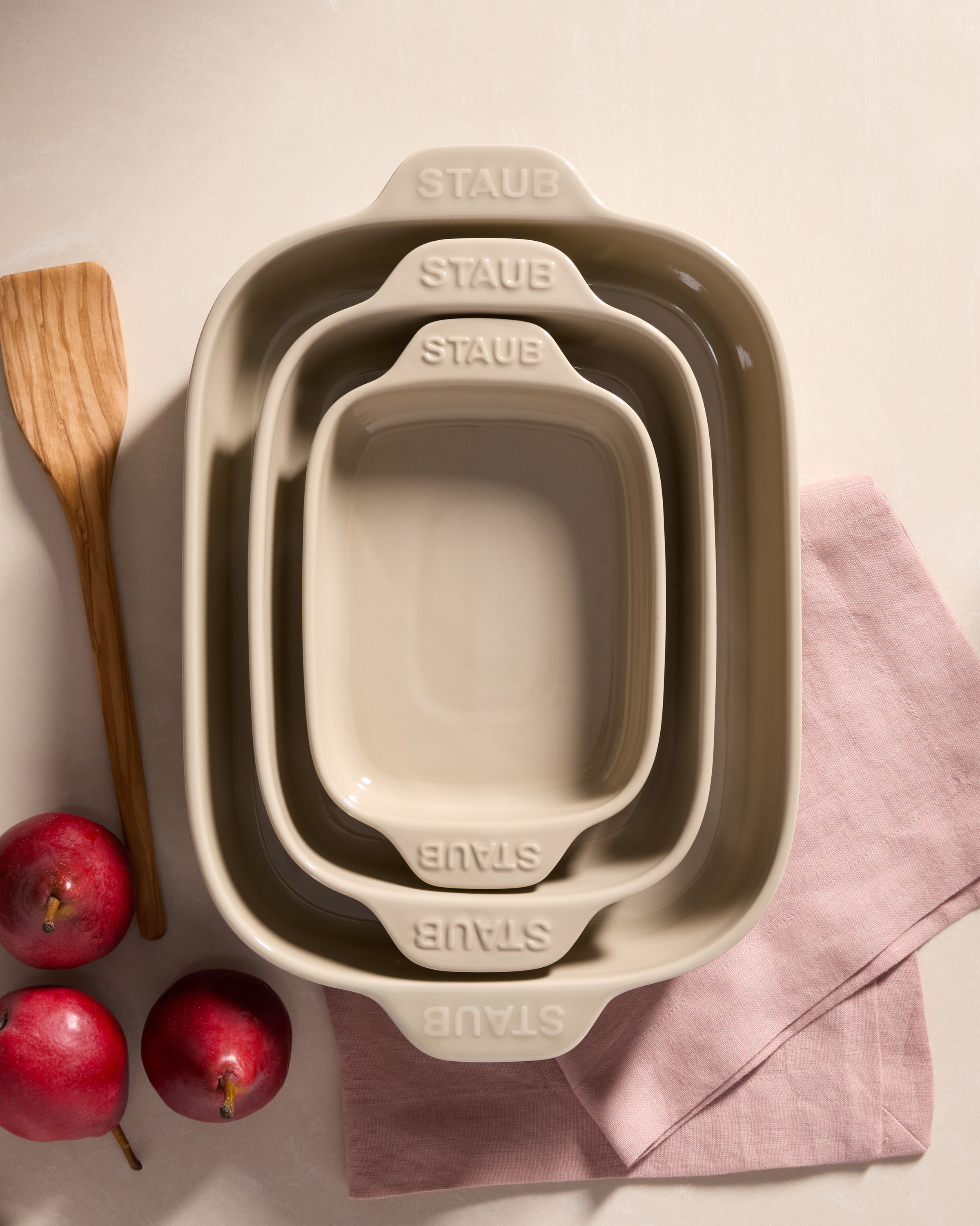 Stoneware Rectangular Baking Dishes, Set of 3 by STAUB - Dune, Set of 3
